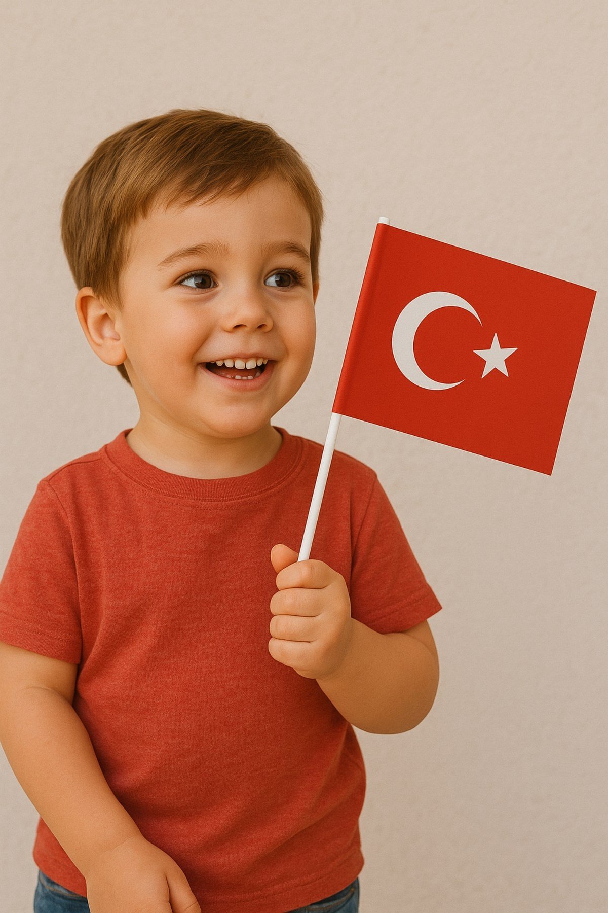 Küçük Boy 10 Adet Çubuklu Kağıt Türk Bayrağı Sopalı Saplı Ay Yıldız Baskılı Milli Bayrak 25x20 Cm
