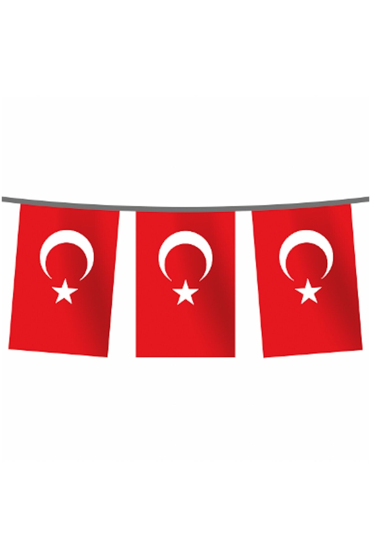 Küçük Boy Türk Bayrağı Baskılı İpe Dizili İpli Kağıt Ay Yıldız Bayrak 10x6 Cm 50 Li 3 Metre Milli