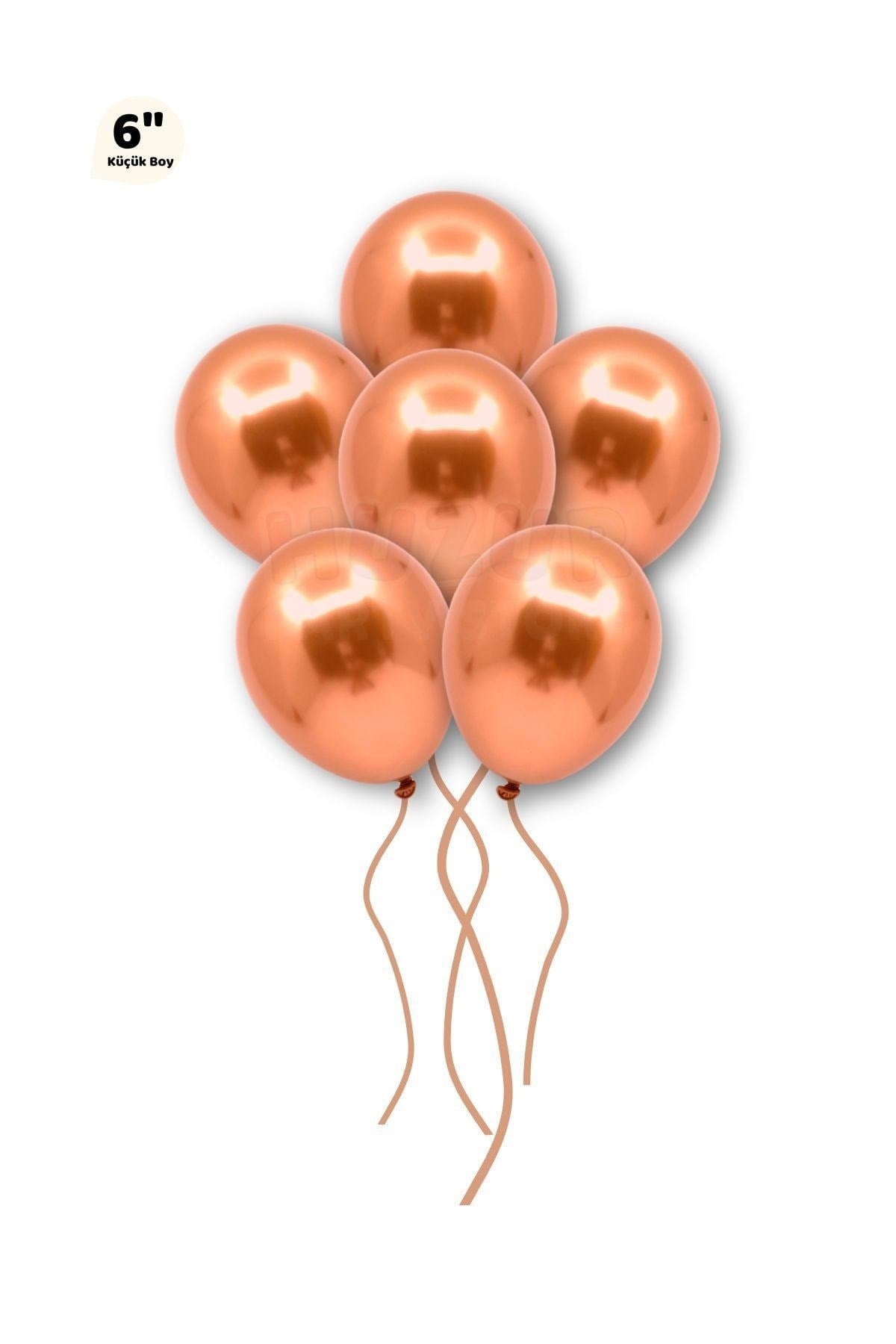 Küçük Mini Boy Bakır Renkli Krom Balon 50 Adet 6 Inç 15 Cm Çok Parlak Aynalı Doğum Günü Parti Balonu