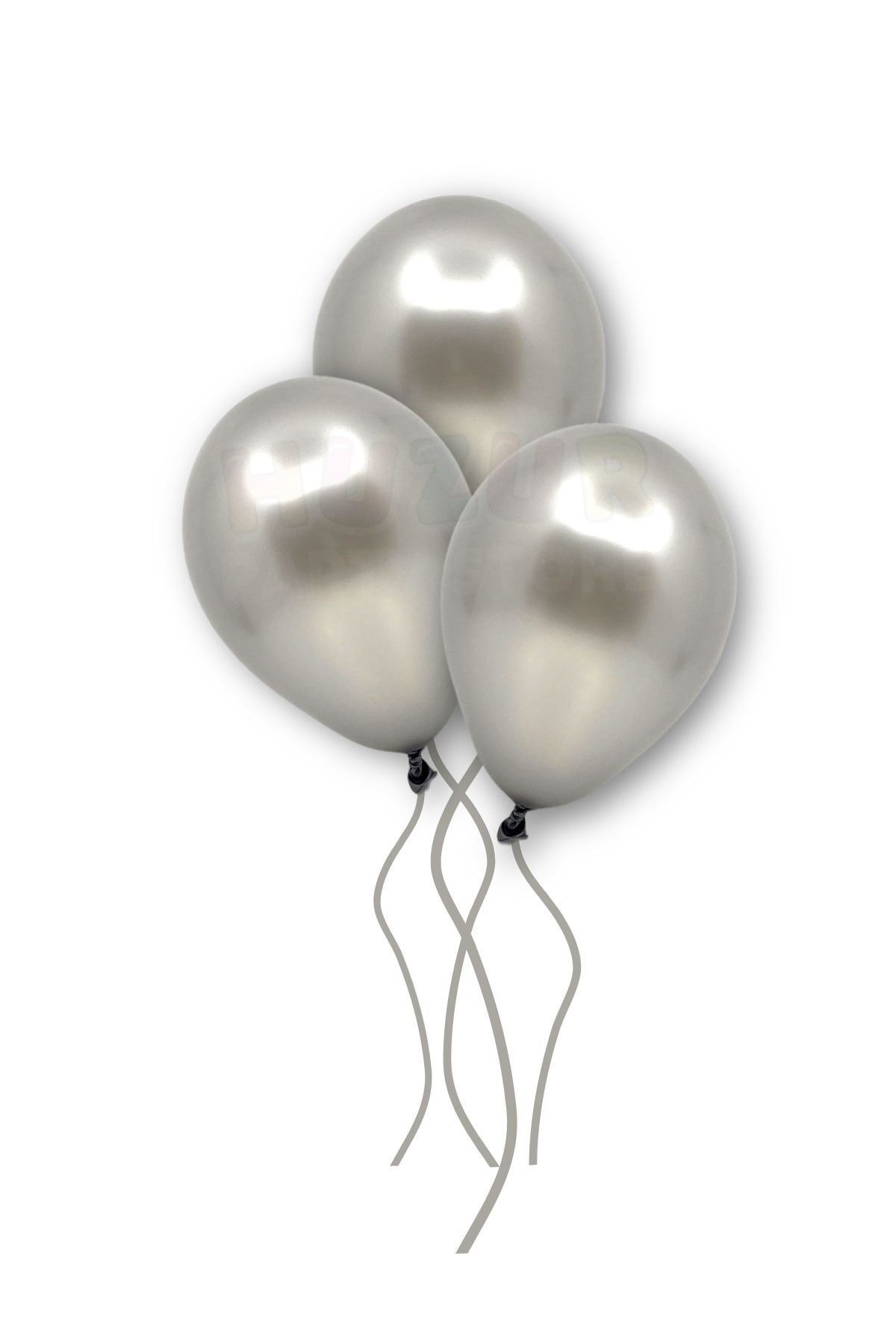 Küçük Mini Boy Gümüş Renkli Metalik Balon 10 Adet 6 Inç 15 Cm Gri Silver Konsept Doğum Günü Balonu