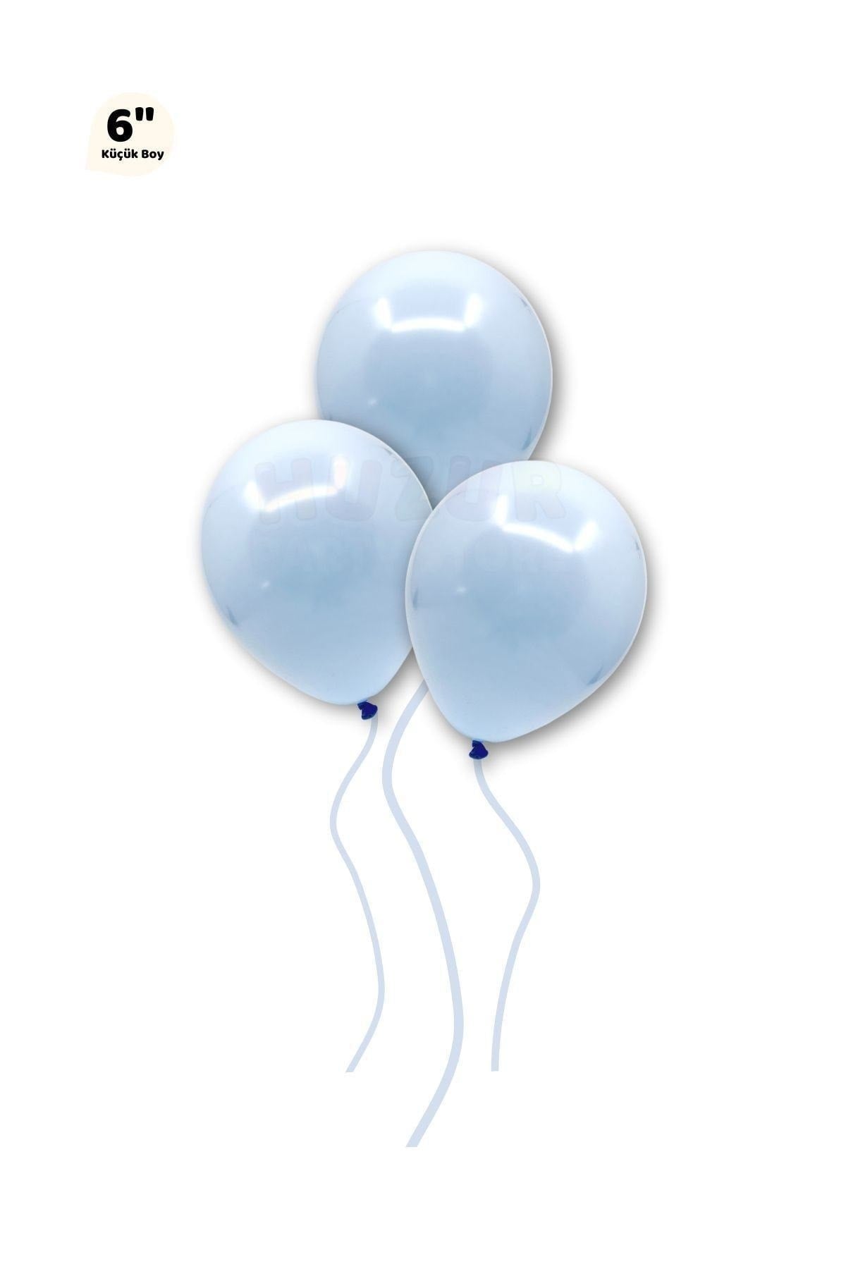 Küçük Mini Boy Mavi Renkli Makaron Balon 10 Adet 6 Inç 15 Cm Parti Balonu Soft Renk Doğum Günü Süsü