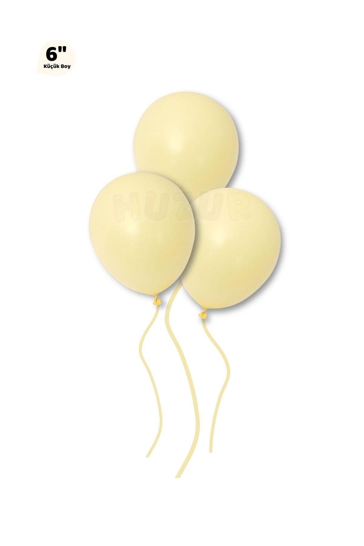 Küçük Mini Boy Sarı Renkli Makaron Balon 10 Adet 6 Inç 15 Cm Parti Balonu Soft Renk Doğum Günü Süsü