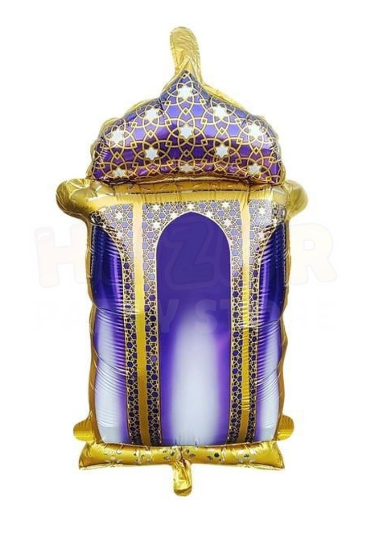 Mor Gold Fener Ramazan Folyo Balon İslami Motifli Kandil Süsü 40x30 Cm Hoşgeldin Ramazan Temalı Süs