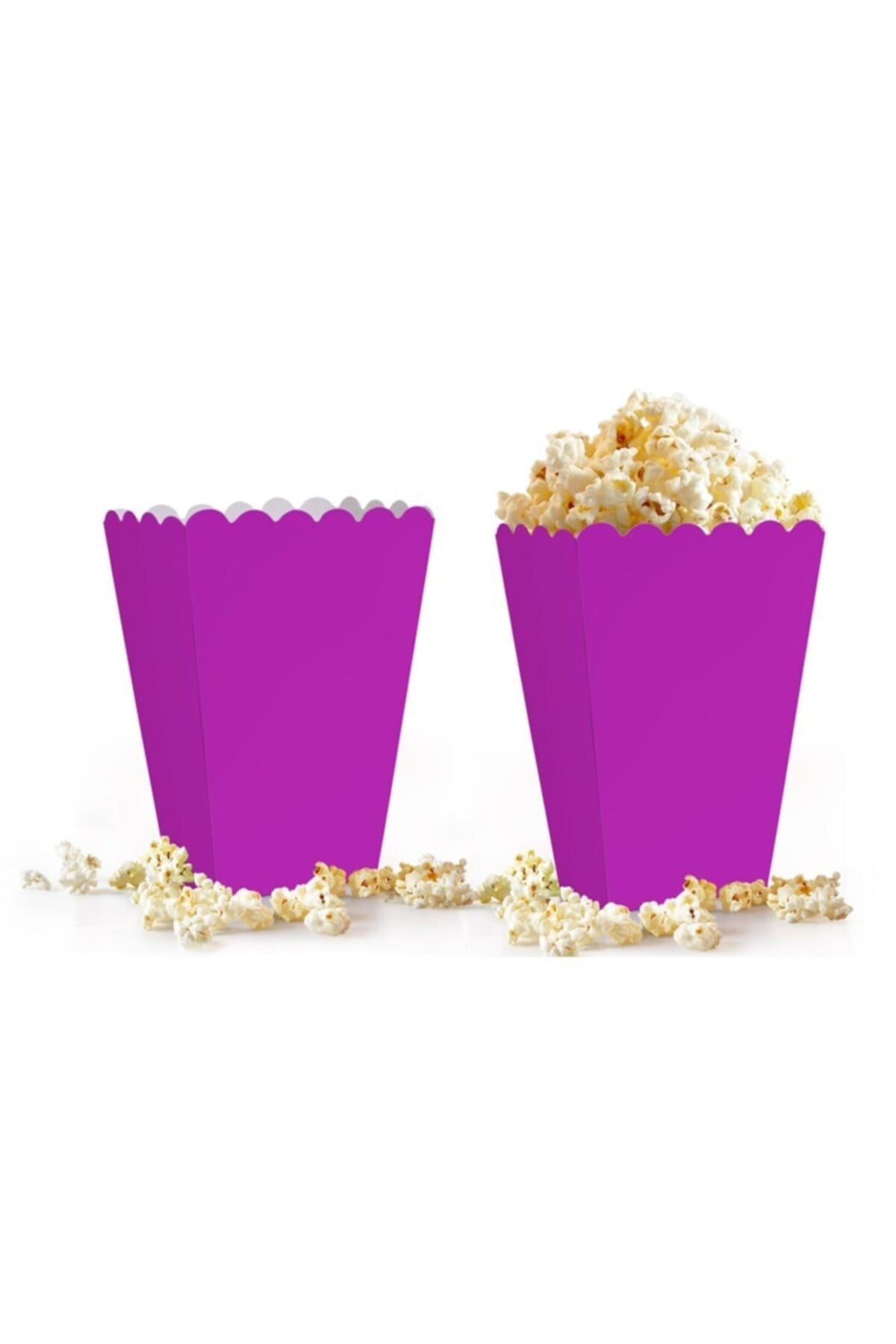 Mor Mısır Kutusu 8li Karton Cips Kutusu Düz Renkli 8 Adet Pop Corn Darı Kabı