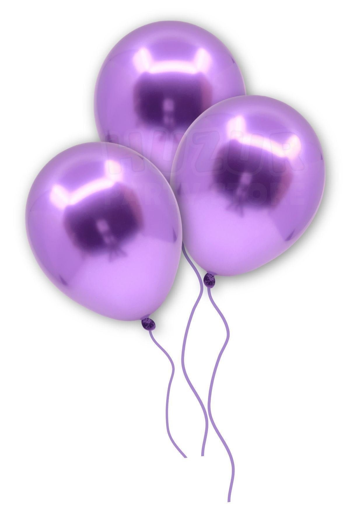 Mor Renkli Krom Balon 10 Adet 30 Cm Inanılmaz Parlak Aynalı Rengi Canlı Doğum Günü Parti Balonu
