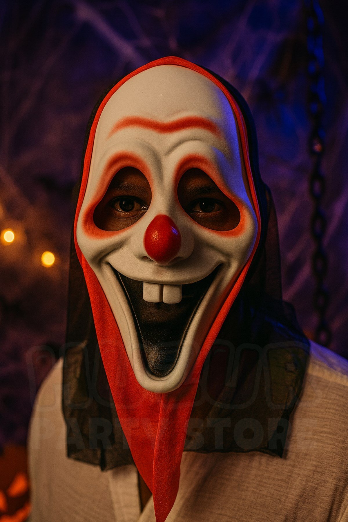 Örtülü Gülen Joker Maske 17x25 Cm Plastik Cadılar Bayramı Halloween Parti Korku Maske Kostüm