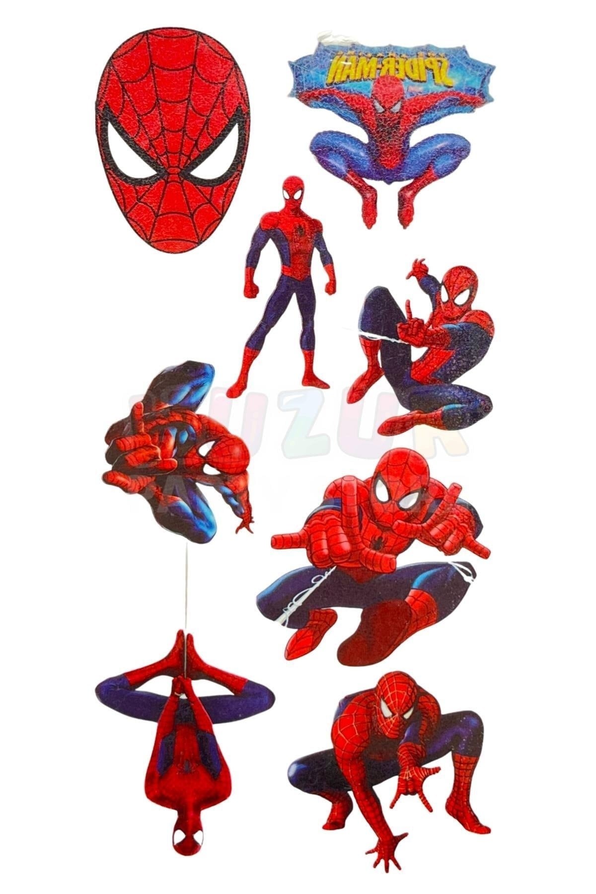Örümcek Adam 8 Adet Geçici Çocuk Dövmesi Doğum Günü Parti Renkli Tattoo Dövme Spiderman Konsepti