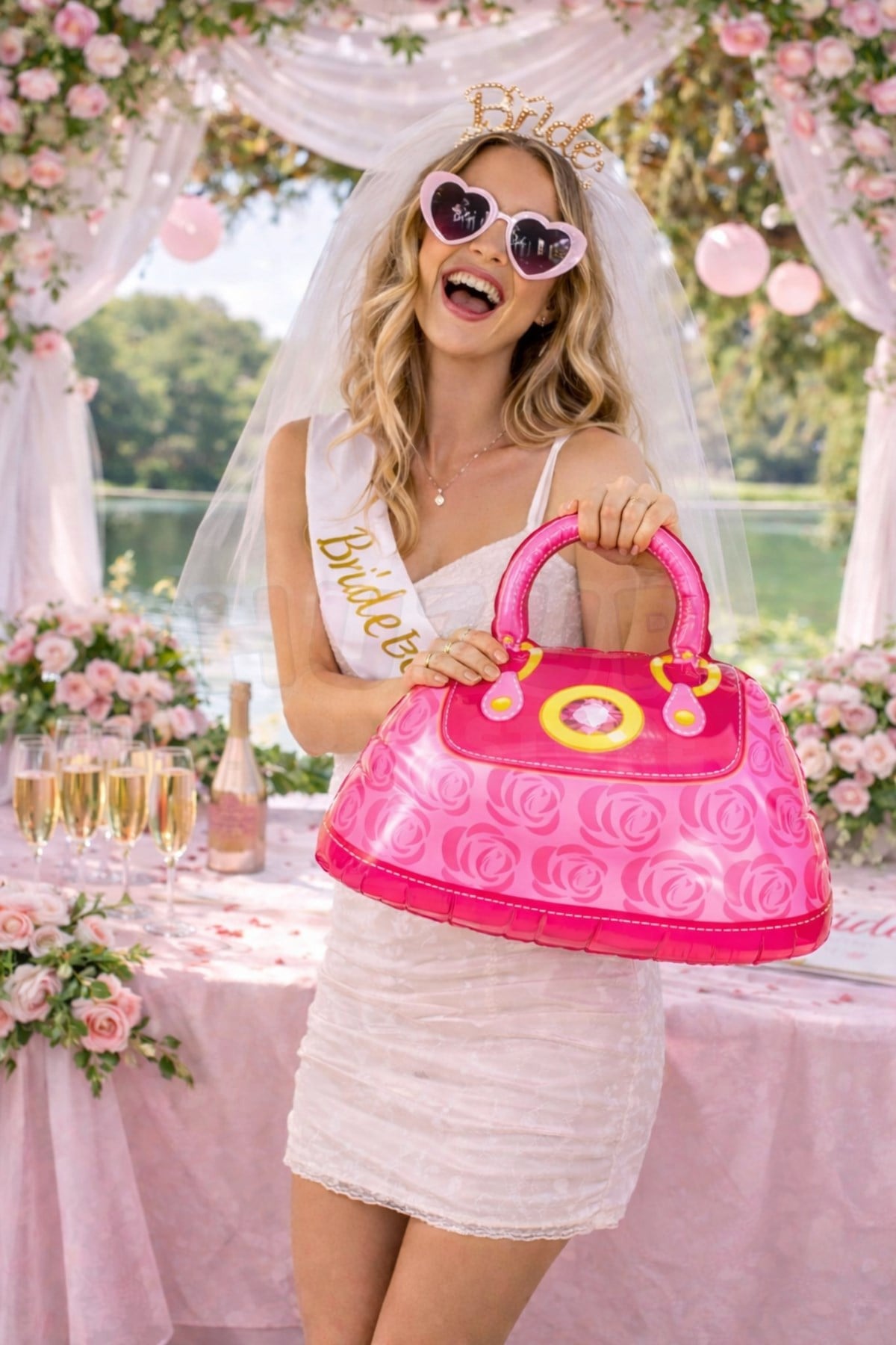 Pembe Çanta Folyo Balon 40x45 Cm Tutma Saplı Bride To Be Süsleri Bekarlığa Veda Partisi Konsepti