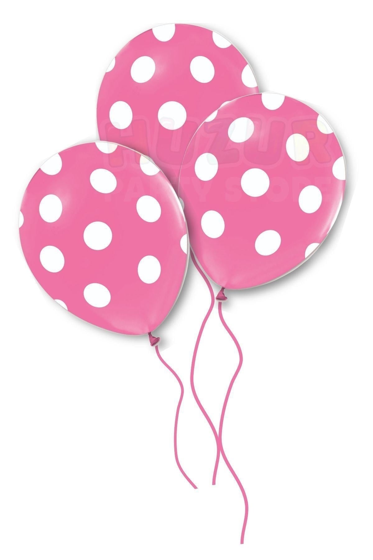 Pembe Puantiyeli Balon 10 Adet 30 Cm Doğum Günü Parti Balonu Beyaz Noktacık Detaylı Kaliteli Süs