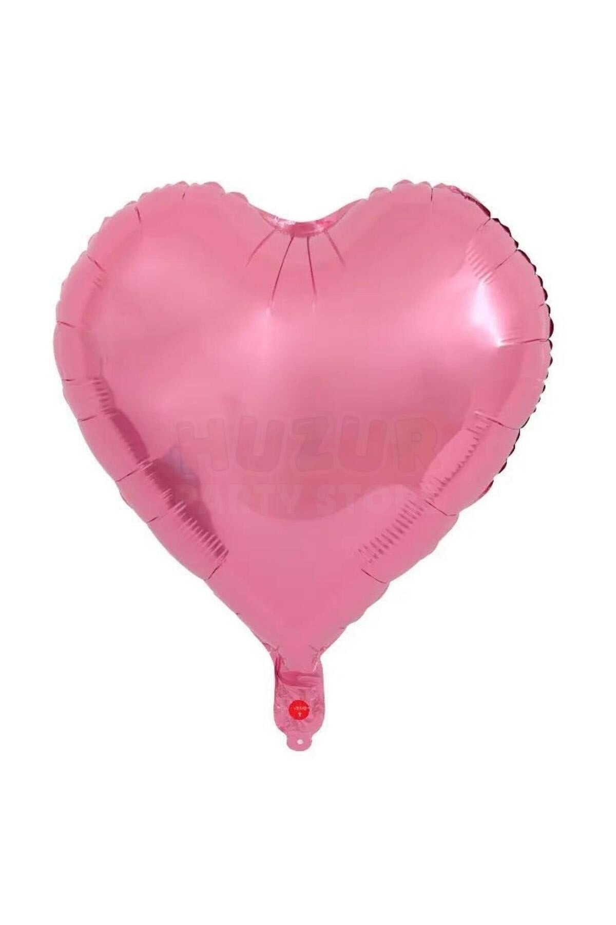 Pembe Renk Kalp Folyo Balon 45 Cm 18 inç Parlak Helyuma Uyumlu Konsept Parti Doğum Günü Balonu