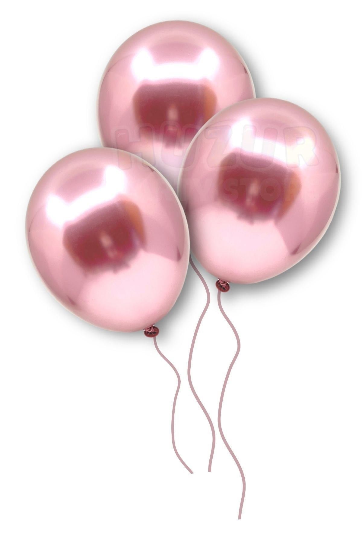 Pembe Renkli Krom Balon 10 Adet 30 Cm Inanılmaz Parlak Aynalı Rengi Canlı Doğum Günü Parti Balonu