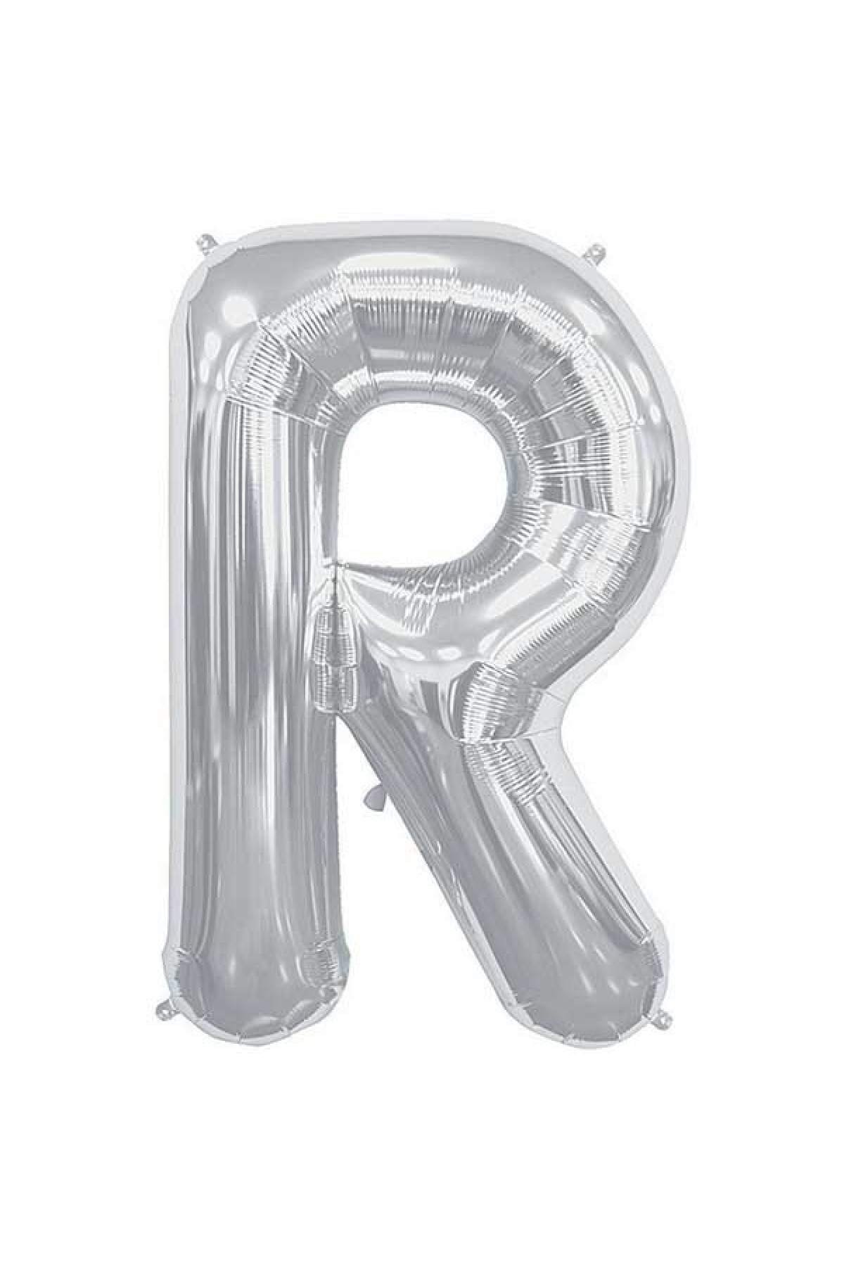 R Harfi 40 cm Gümüş Küçük Boy Gri Folyo Balon 16 Inç