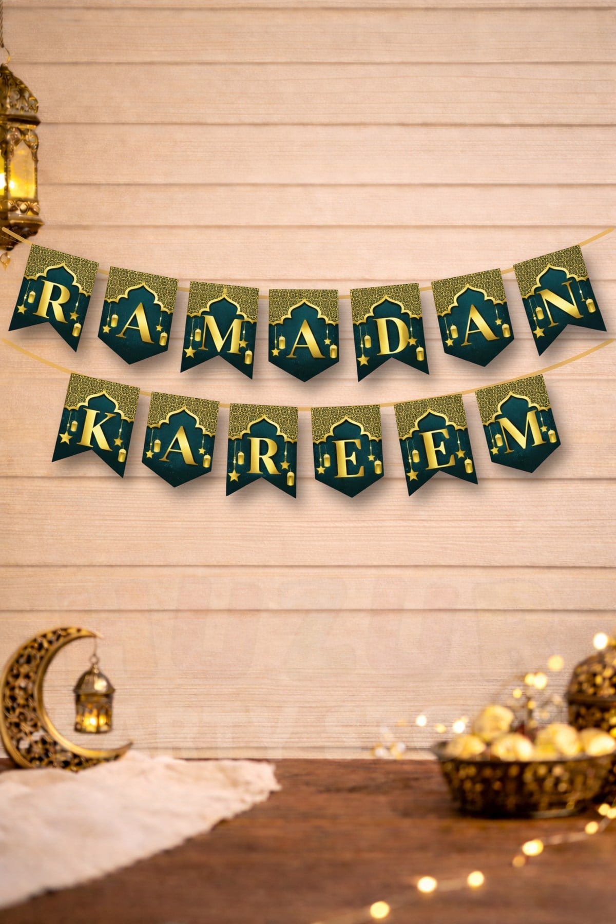 Ramadan Kareem Yazılı Asmalı Banner 200 Cm Hoşgeldin Ramazan Bayramı Mübarek Dini Süs İslami Süsleri