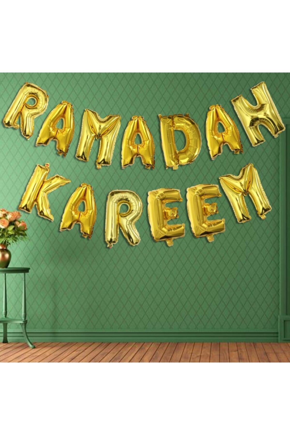 Ramadan Kareem Yazılı Gold Renkli Folyo Balon Altın Sarısı Ramazan Bayramı Temalı Dini Islami Süsü