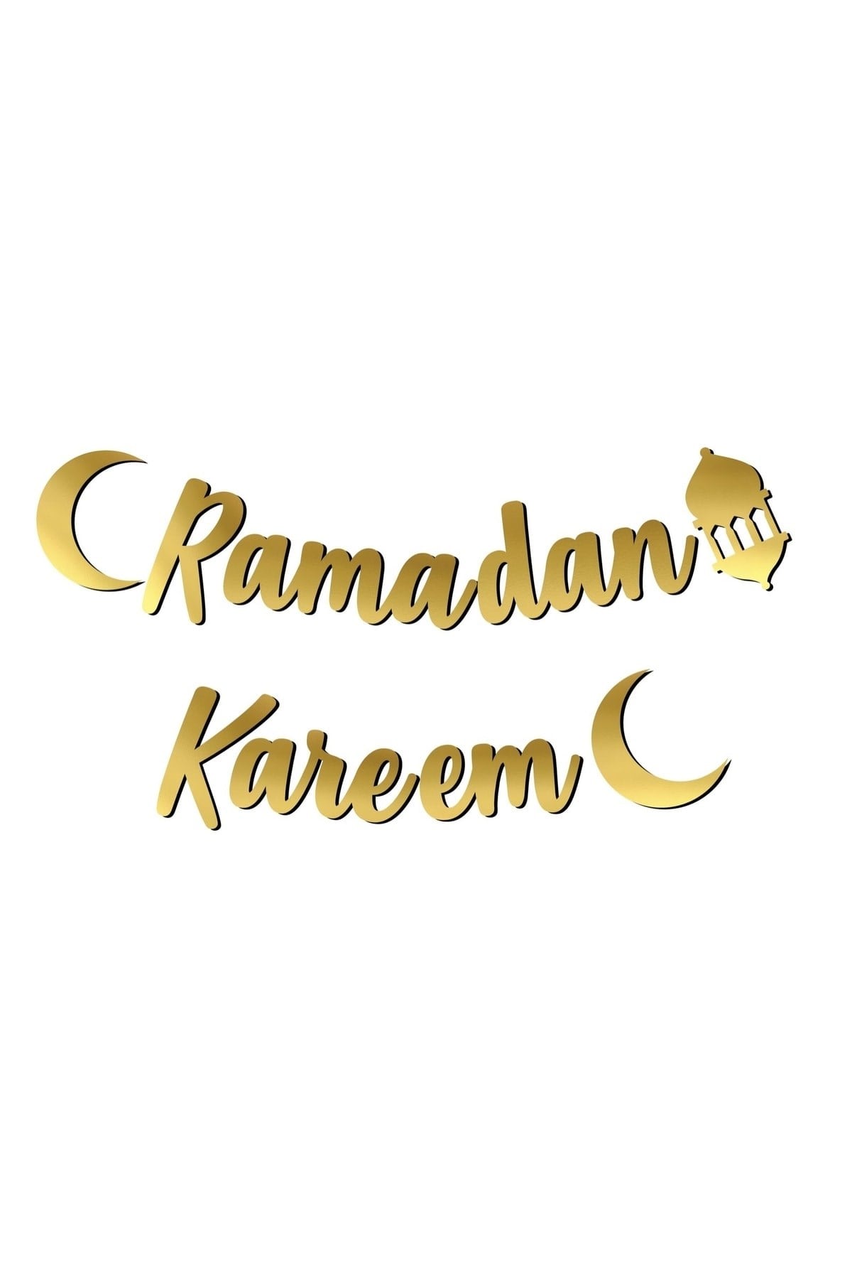 Ramadan Kareem Yazılı Kaligrafi Banner Gold Renkli 200x20 Cm Ramazan Bayramı Altın Renginde Süs
