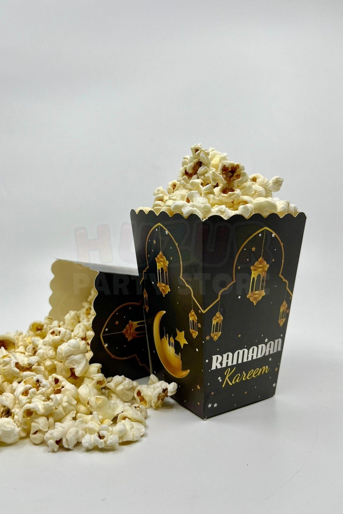 Ramadan Kareem Yazılı Mısır Kutusu 8 Adet 8x12 Cm Pop Corn Darı Kabı Ramazan Bayramı Cips Kutusu Gb