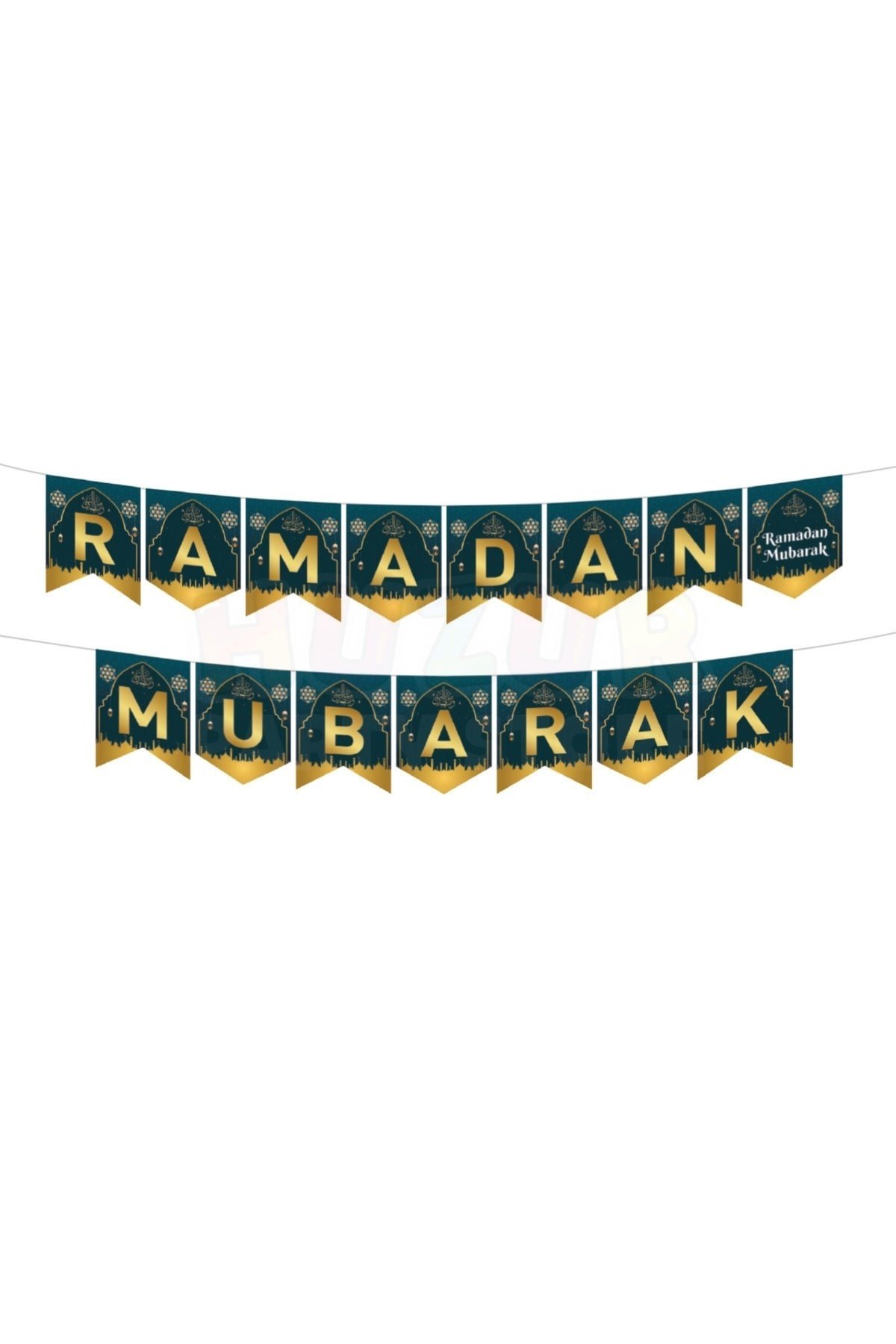 Ramadan Mubarak Yazılı Banner Siyah Gold Renkli 200x17 Cm Altın Renginde Dini Ramazan Bayramı Süs Gb