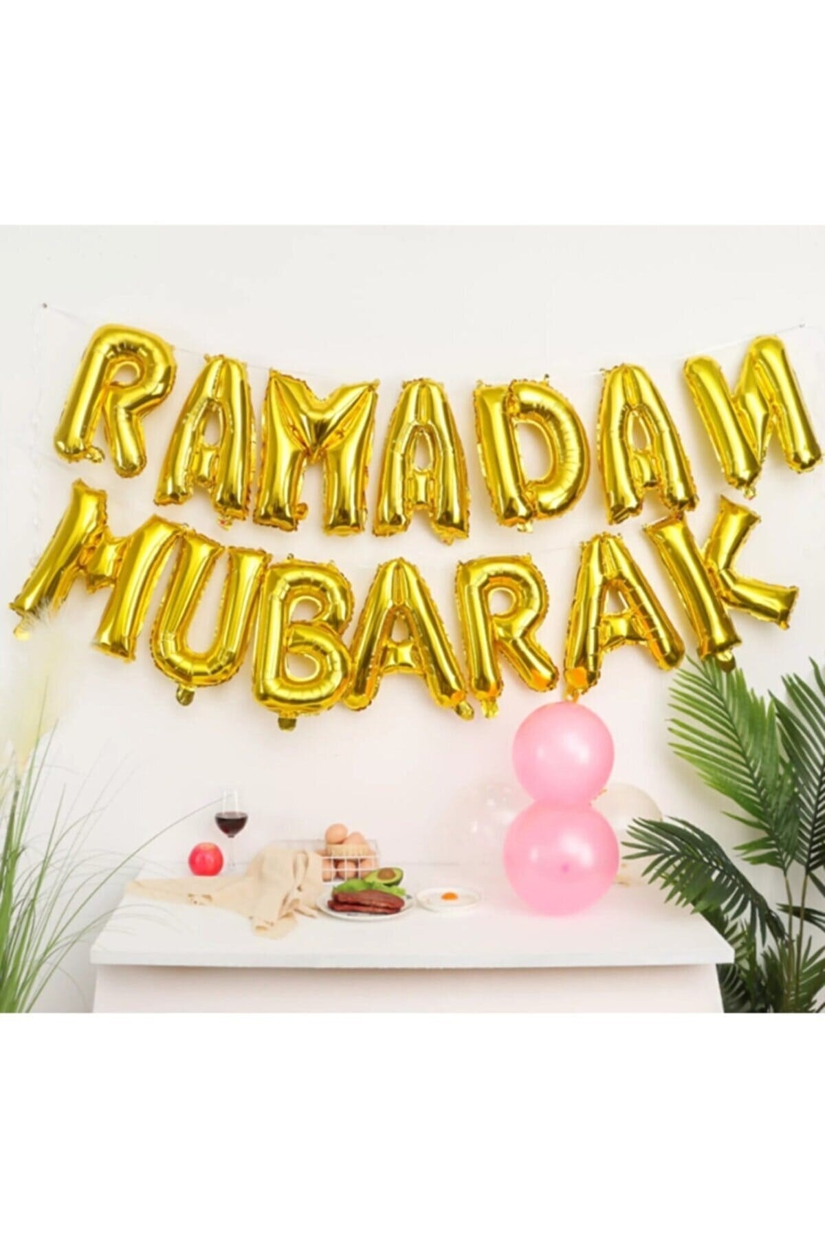 Ramadan Mubarak Yazılı Gold Renkli Folyo Balon Altın Sarısı Ramazan Bayramı Temalı Dini Islami Süsü