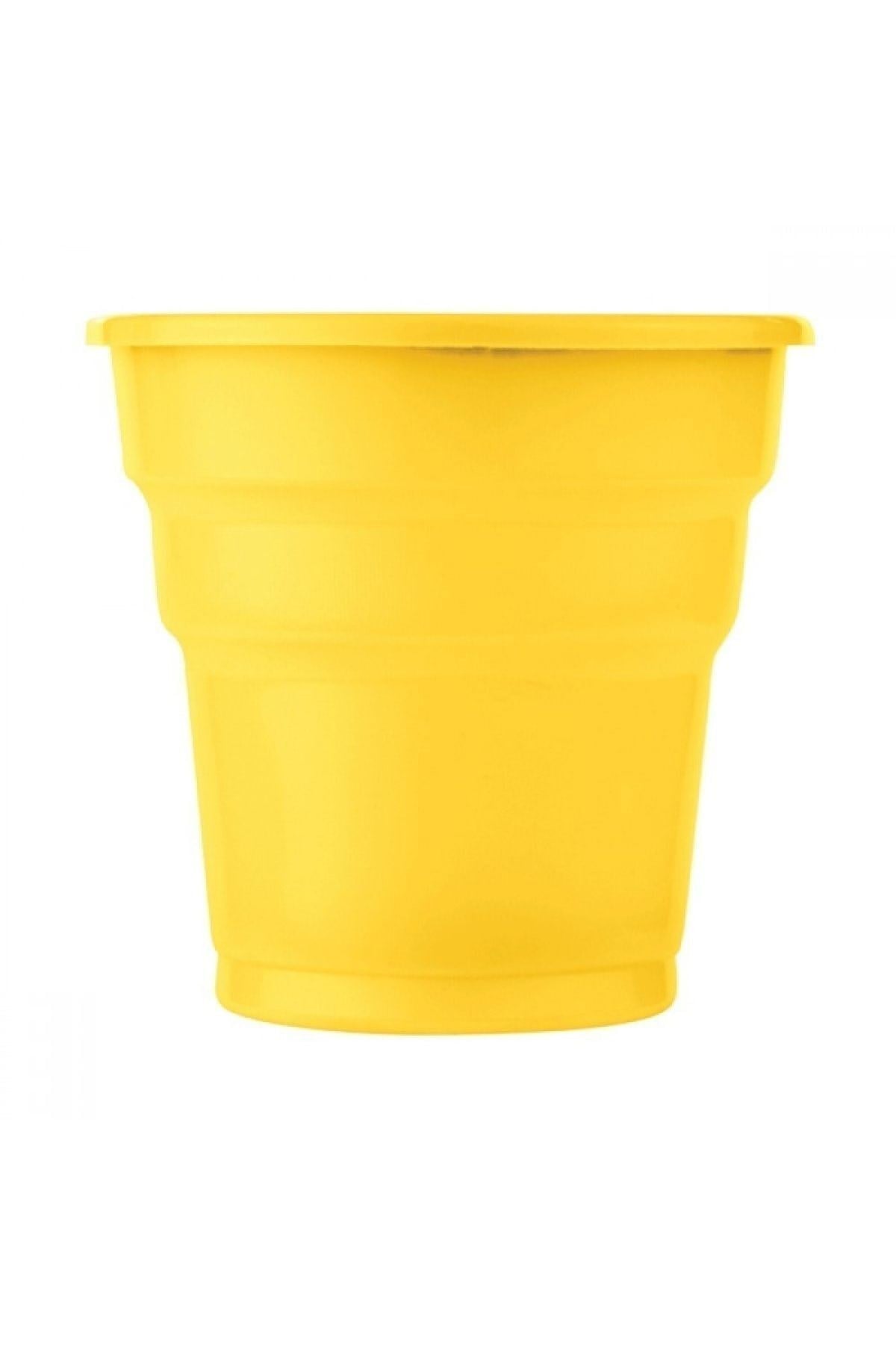 Sarı Renk 25 Li Plastik Bardak 180 Cc 7 Oz Sert Doğum Günü Partisi Meşrubat Bardağı