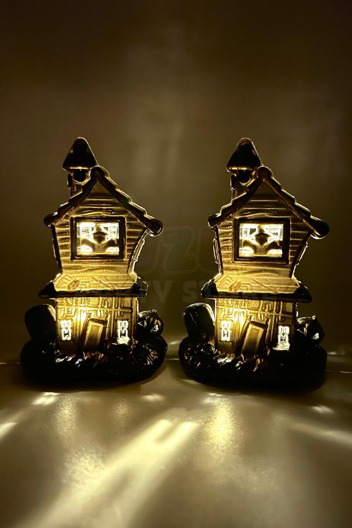 Şato Tealight Mezar Taşı Balkabağı Detaylı Sarı Işıklı Pilli Mum Halloween Cadılar Bayramı 2 Adet
