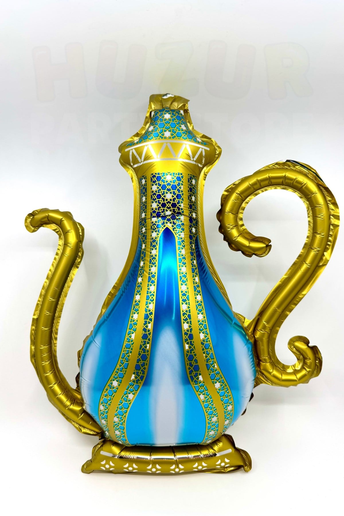 Şerbetlik Ramazan Folyo Balon Parlak 43x50 cm Turkuaz Gold Hoşgeldin Şerbeti İslami İbrik Süsü