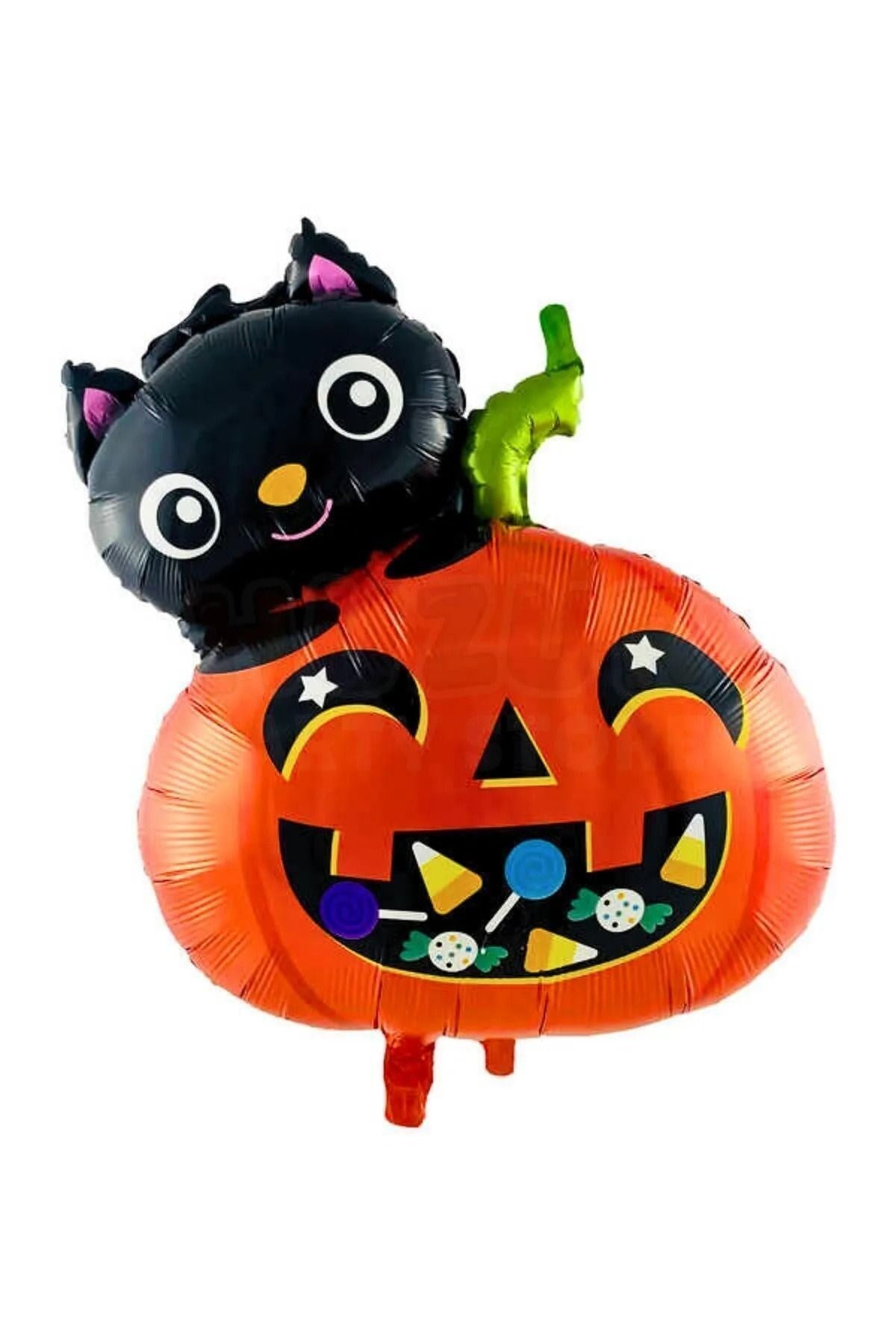 Sevimli Kedi Kabak Folyo Balon 49,5x65,5 Cm Halloween Partisi Cadılar Bayramı Balon