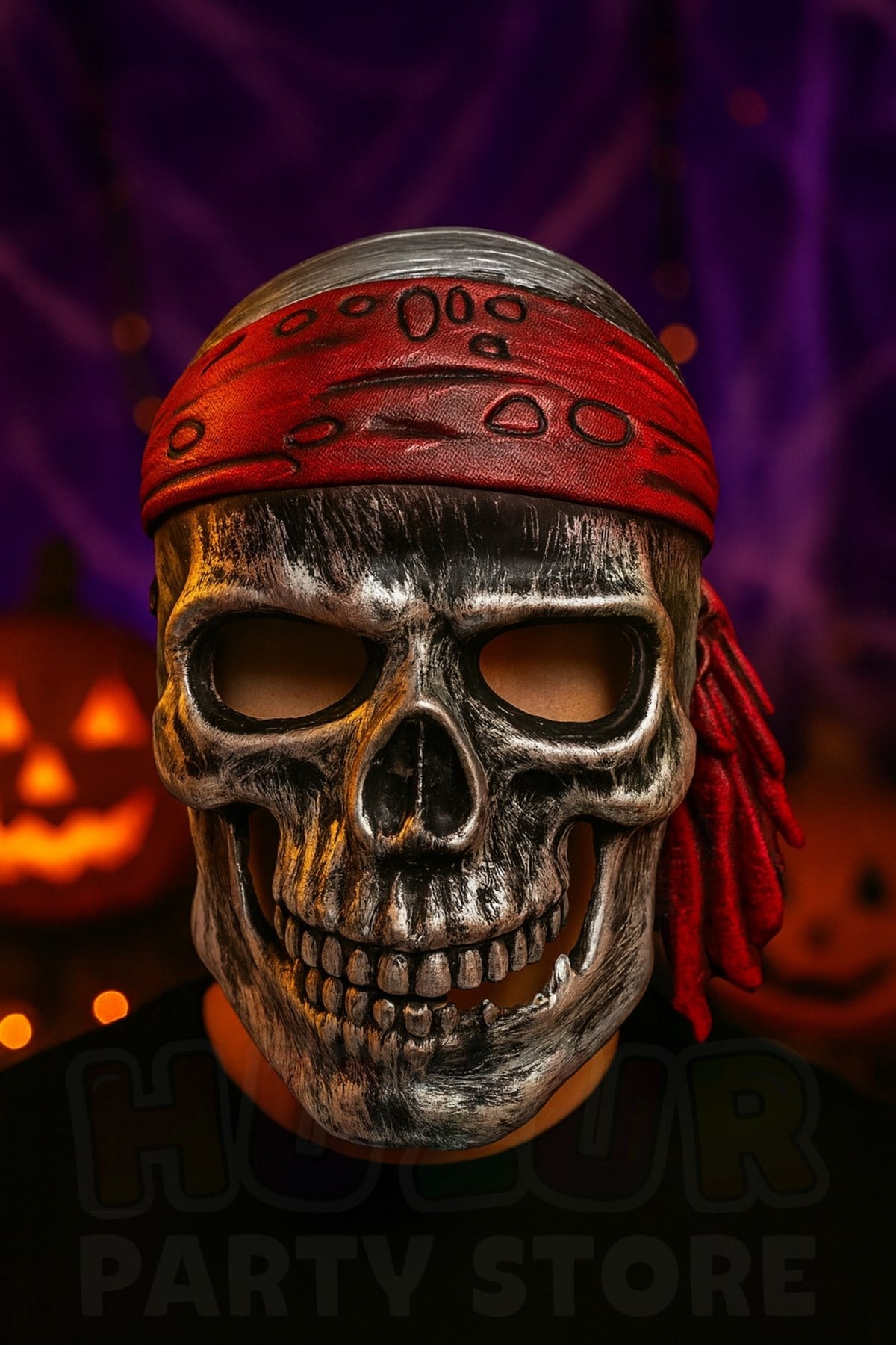Siyah Kuru Kafa Korsan Maske Kırmızı Bereli Halloween Parti Cadılar Bayramı Unisex Her Kafaya Uygun