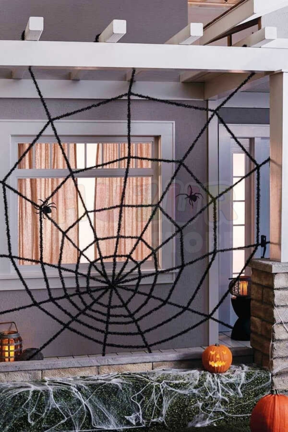 Siyah Örümcek Ağı 1.5 X 1.5 Metre Halloween Partisi Cadılar Bayramı Şaka Ürünü Mekan Süsleme Süsü