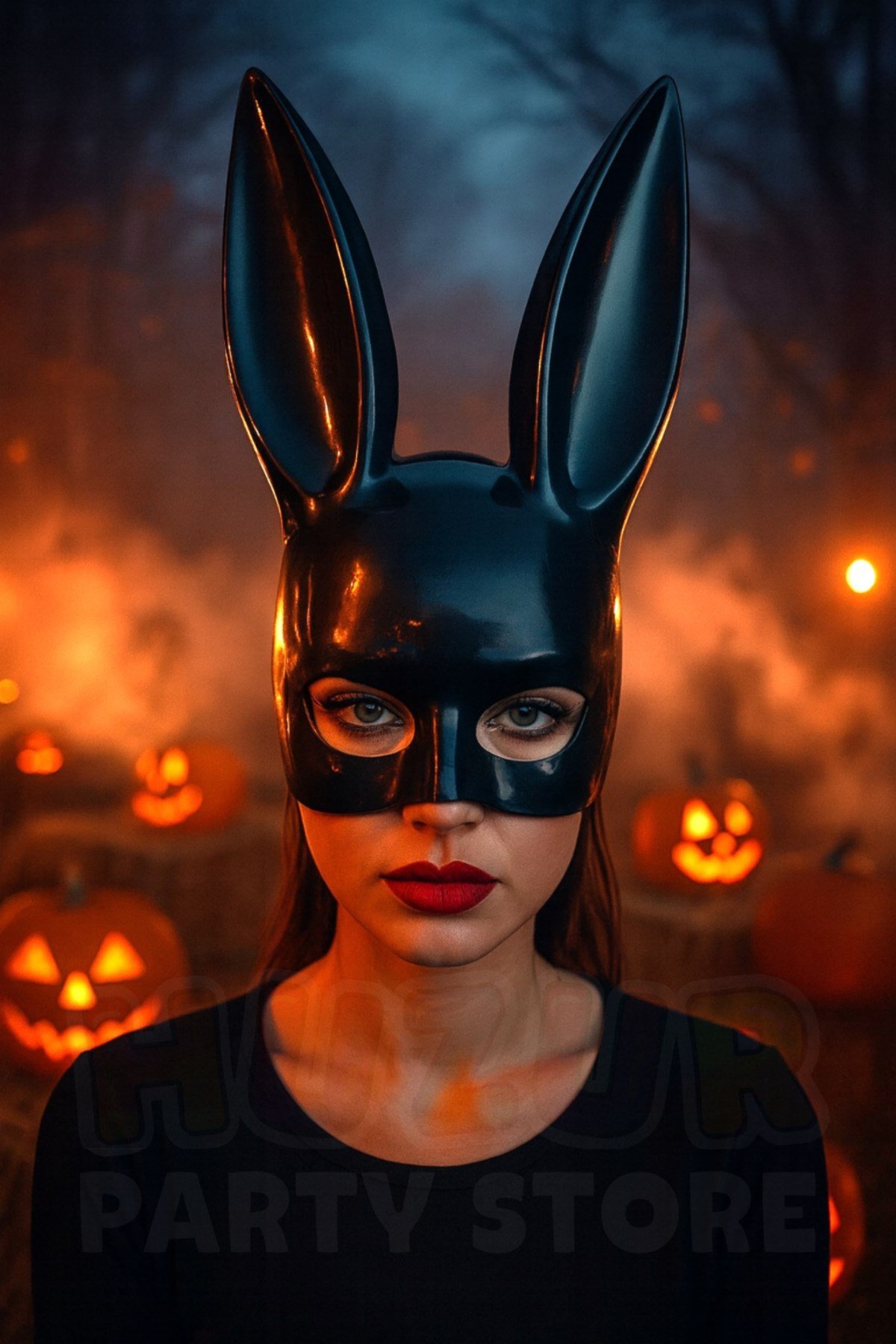 Siyah Playboy Tarzı Tavşan Maske Halloween Partisi Cadılar Bayramı Unisex Her Kafaya Uygun Süs