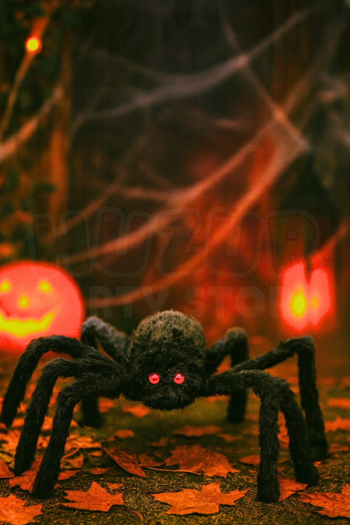 Siyah Renk Kırmızı Gözlü Örümcek Halloween Cadılar Bayramı Bacakları Tamamen Açıldığında 30 Cm