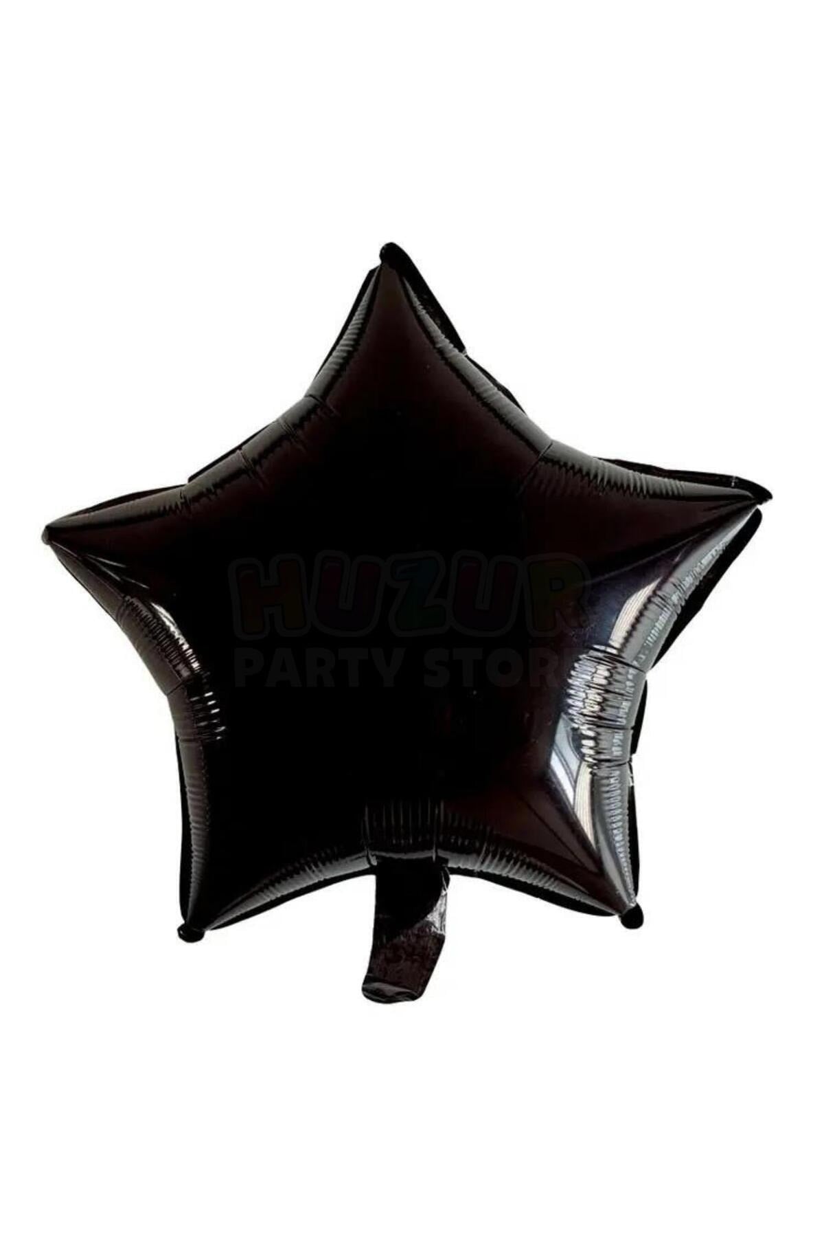 Siyah Renk Yıldız Folyo Balon 45 Cm 18 inç Helyuma Uyumlu Star Parti Doğum Günü Konsept Balonu