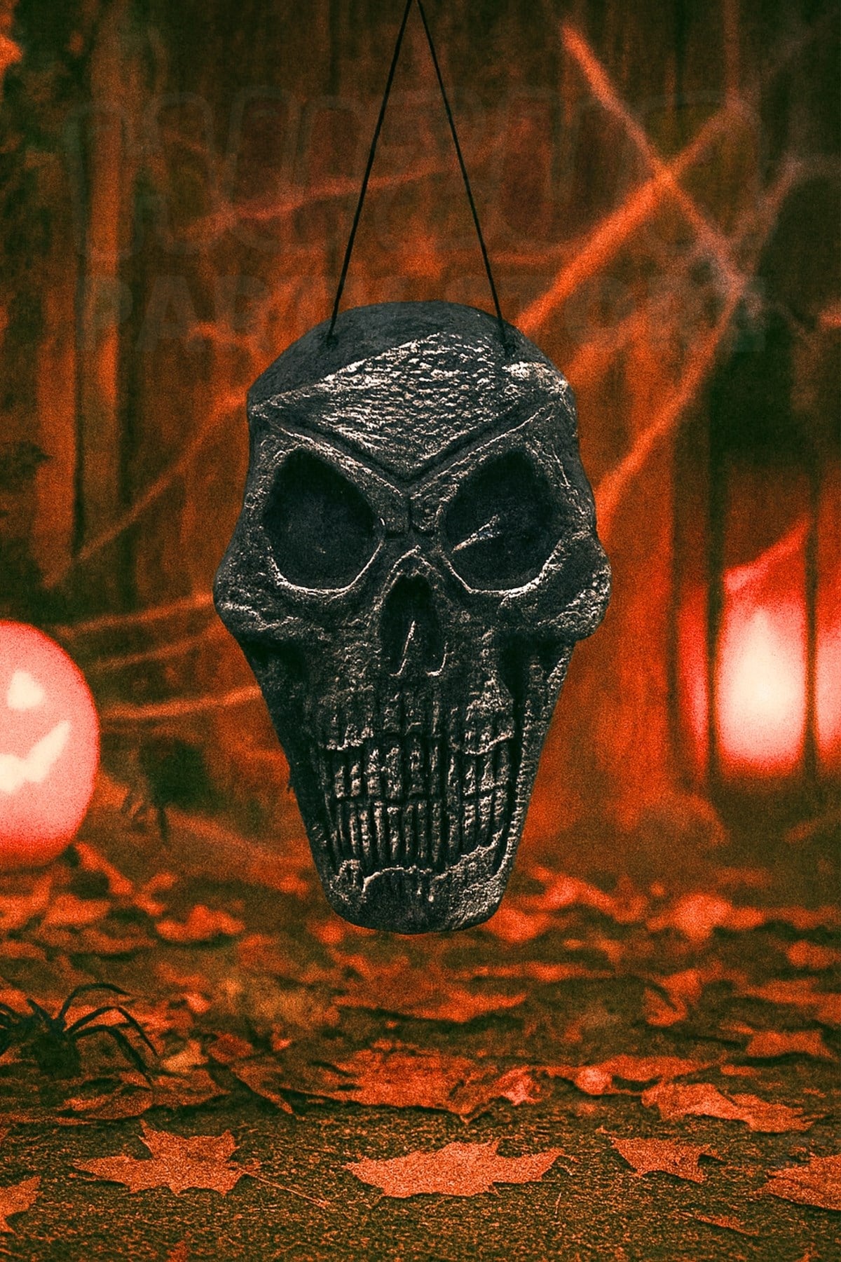 Strafor Kuru Kafa Dekor Eskitme Siyah Renk Asma İpli 37x23 Cm Halloween Cadılar Bayramı Parti Dekoru