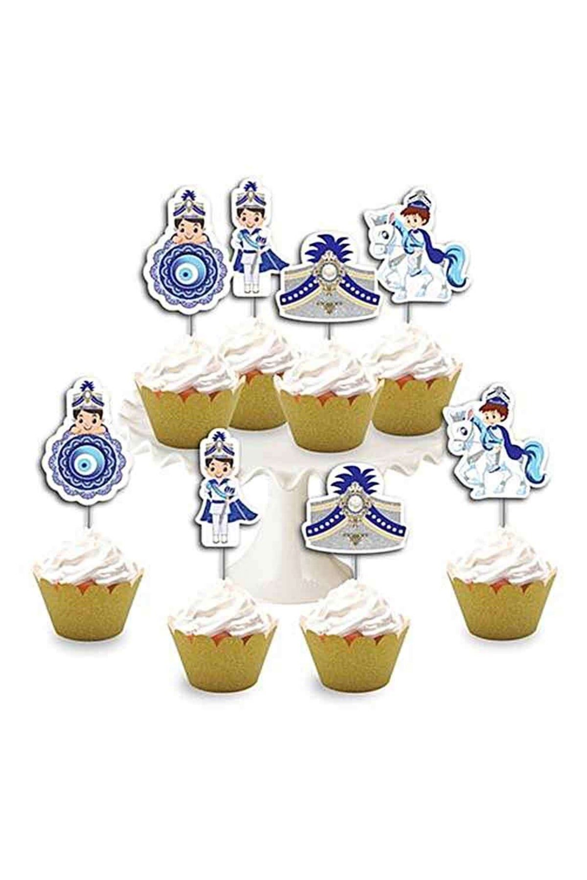 Sünnet Temalı 8li Simli Deluxe Muffin Kalıbı Kürdanı Ikramlık Dekoratif Konsept
