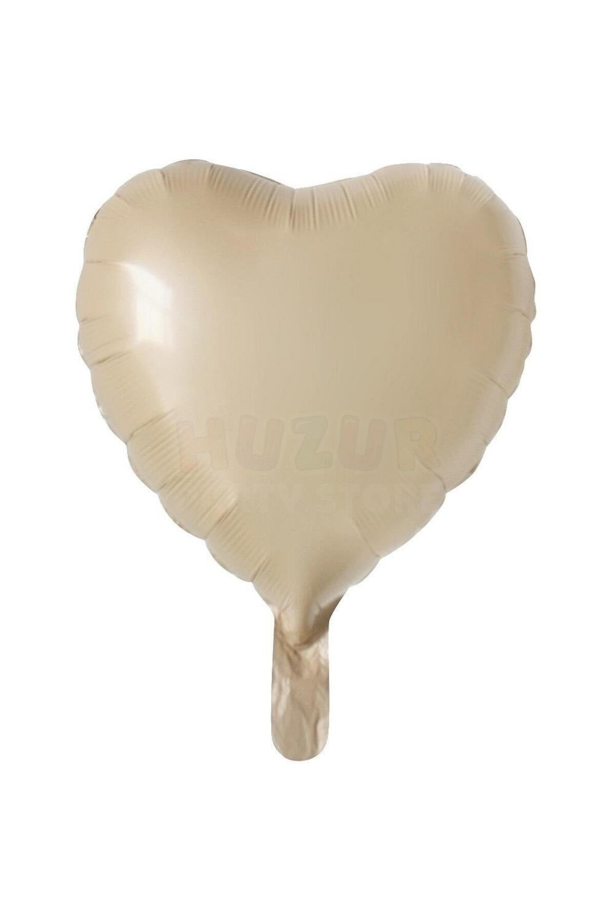 Sütlü Kahve Renk Kalp Folyo Balon 45 Cm 18 inç Helyuma Uyumlu Ten Rengi Parti Doğum Günü Balonu