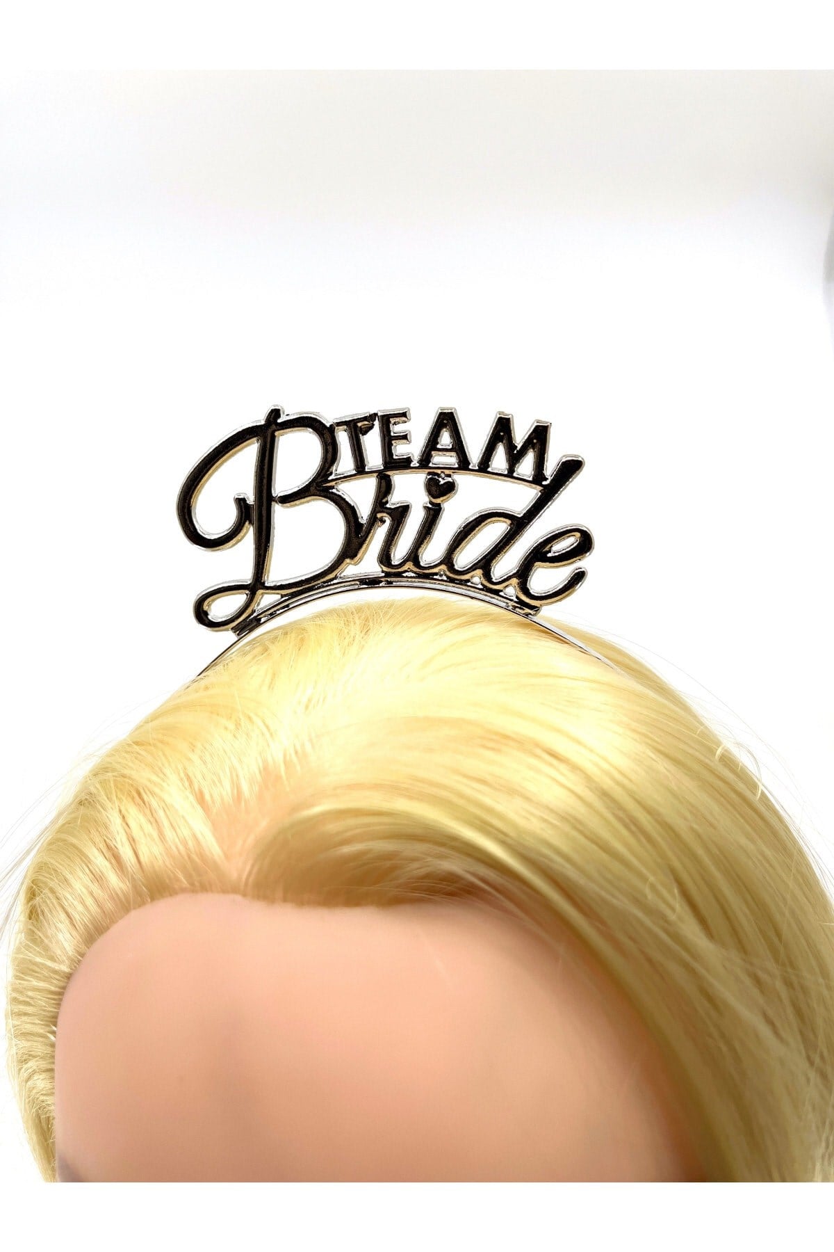 Team Bride Yazılı Nedime Tacı Metal Taç Gümüş Renkli Gri Renginde Bekarlığa Veda Partisi Konsepti
