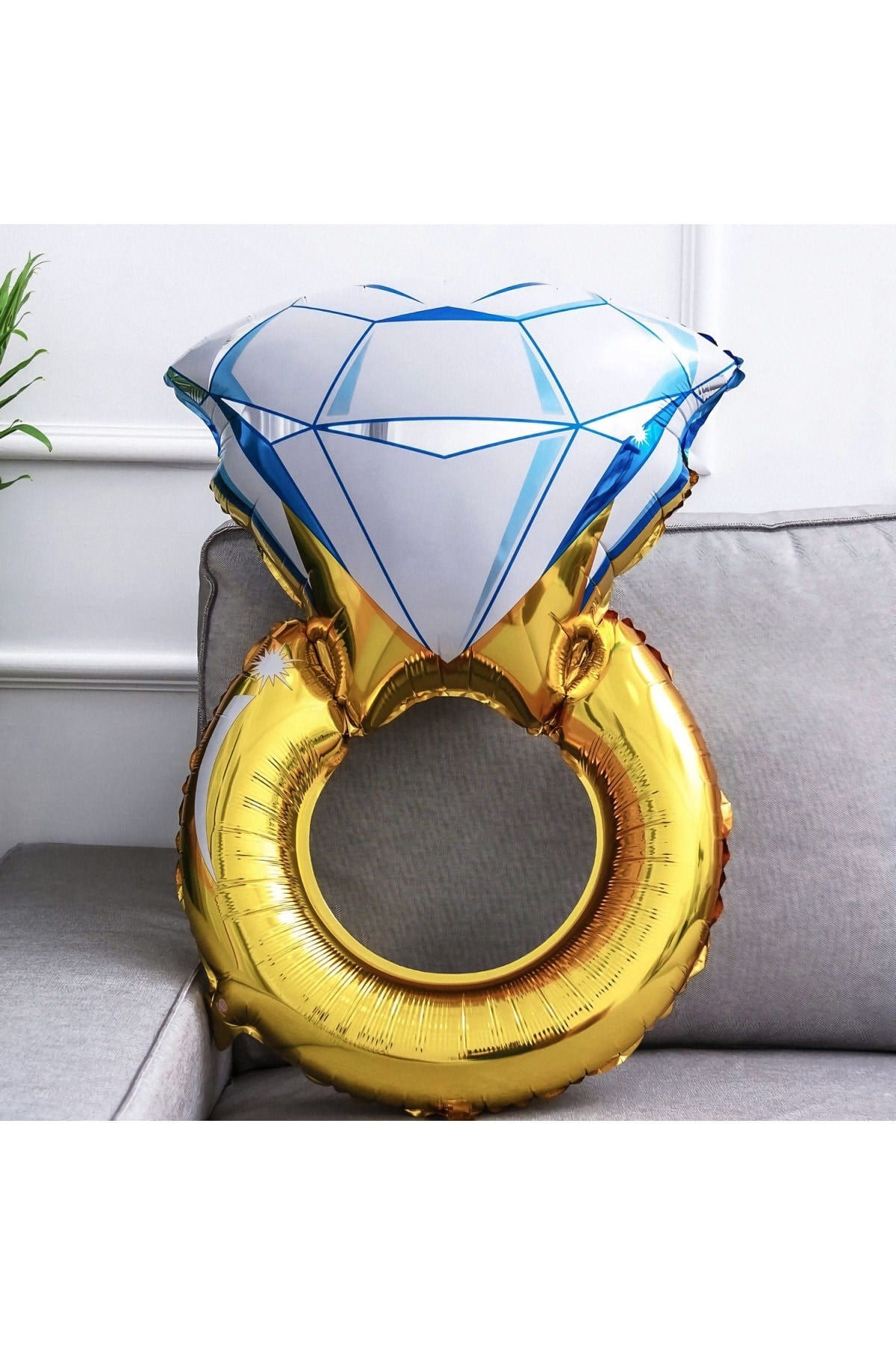 Tektaş Yüzük Gold Renkli Elmas Folyo Balon Altın Sarısı Bekarlığa Veda Partisi Bride To Be 70x45 Cm