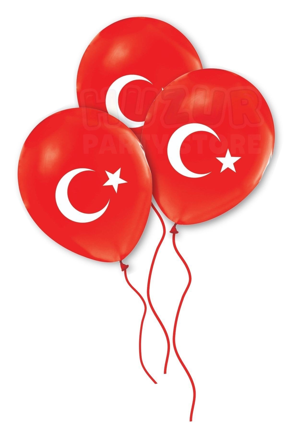 Türk Bayrağı Baskılı 10 Adet Balon Ay Yıldız Kırmızı Beyaz Türkiye Balonu 30 Cm Milli Bayram Süsü