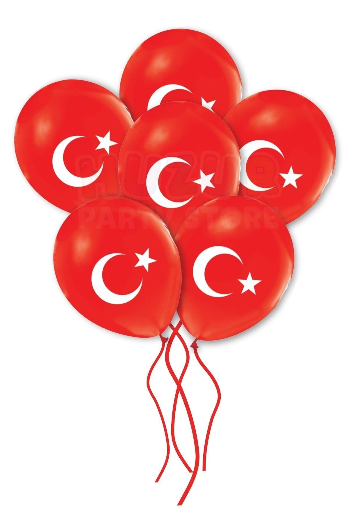 Türk Bayrağı Baskılı 50 Adet Balon Ay Yıldız Kırmızı Beyaz Türkiye Balonu 30 Cm Milli Bayram Süsü