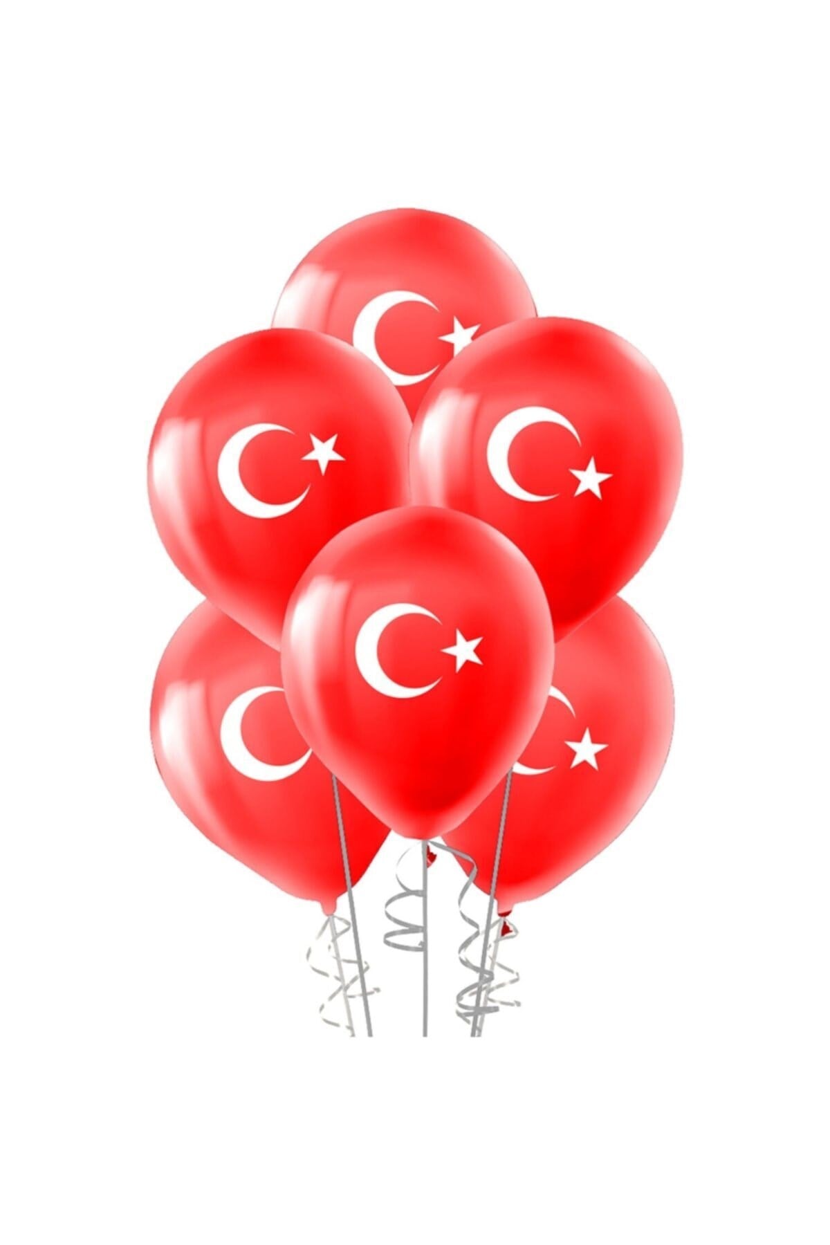 Türk Bayrağı Baskılı Ay Yıldız Kırmızı Beyaz Balon 12 Inç 30 Cm Milli Bayram Süsü 50 Adet