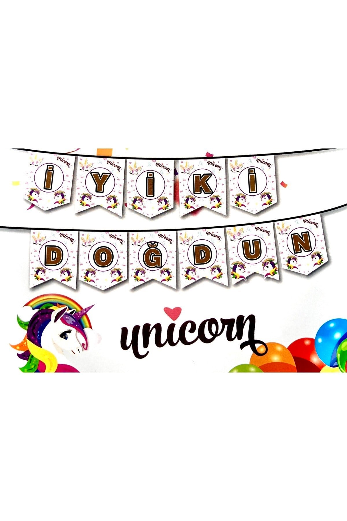 Unicorn Karakterli Boynuzlu At Temalı Pony Parti Konsepti 2 Mt Iyiki Doğdun Yazısı Yazı Banner