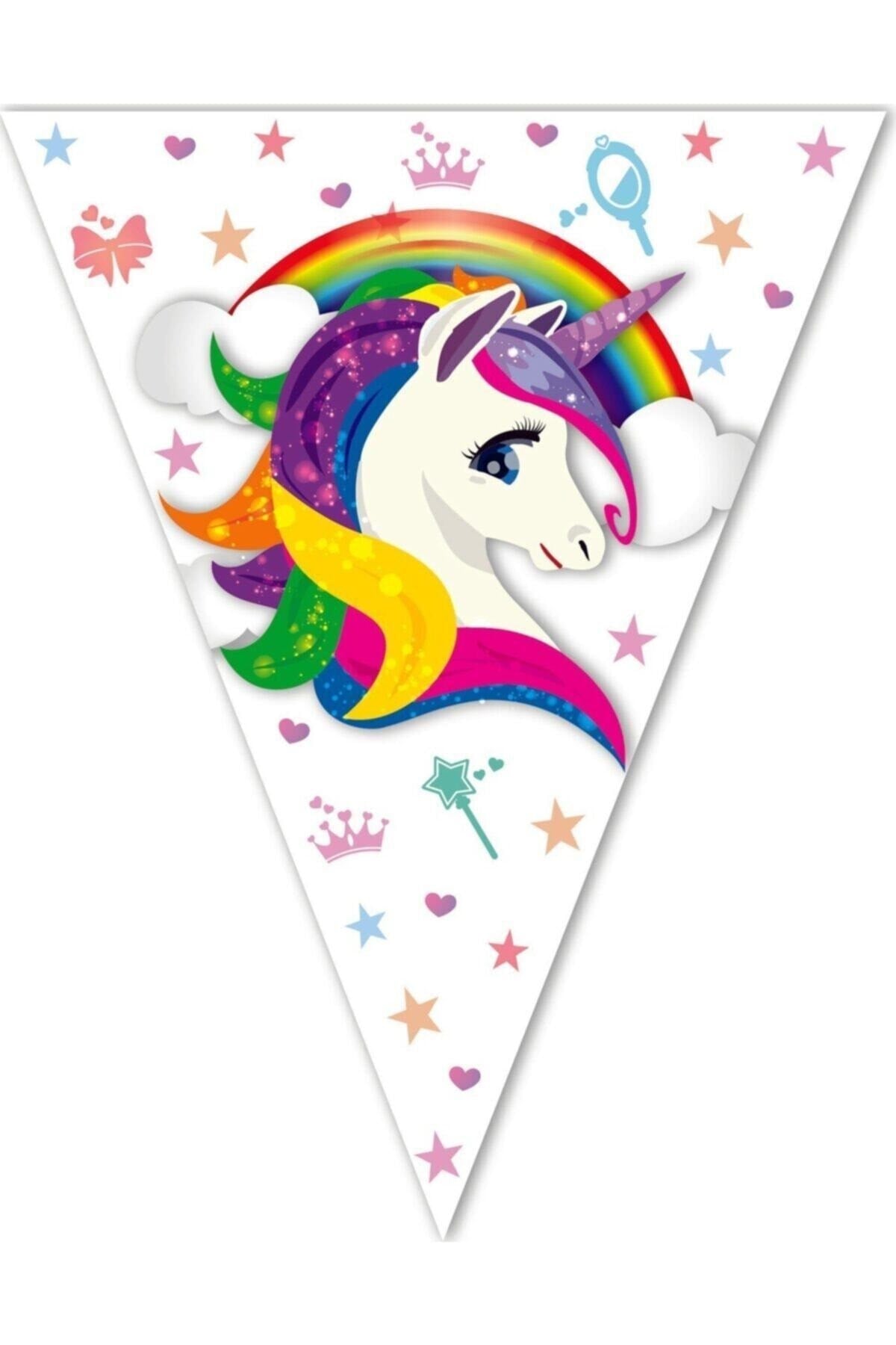 Unicorn Karakterli Flama 11 Bayrak 320 Cm Boynuzlu At Temalı Pony Parti Konsepti Lisanslı Ürün