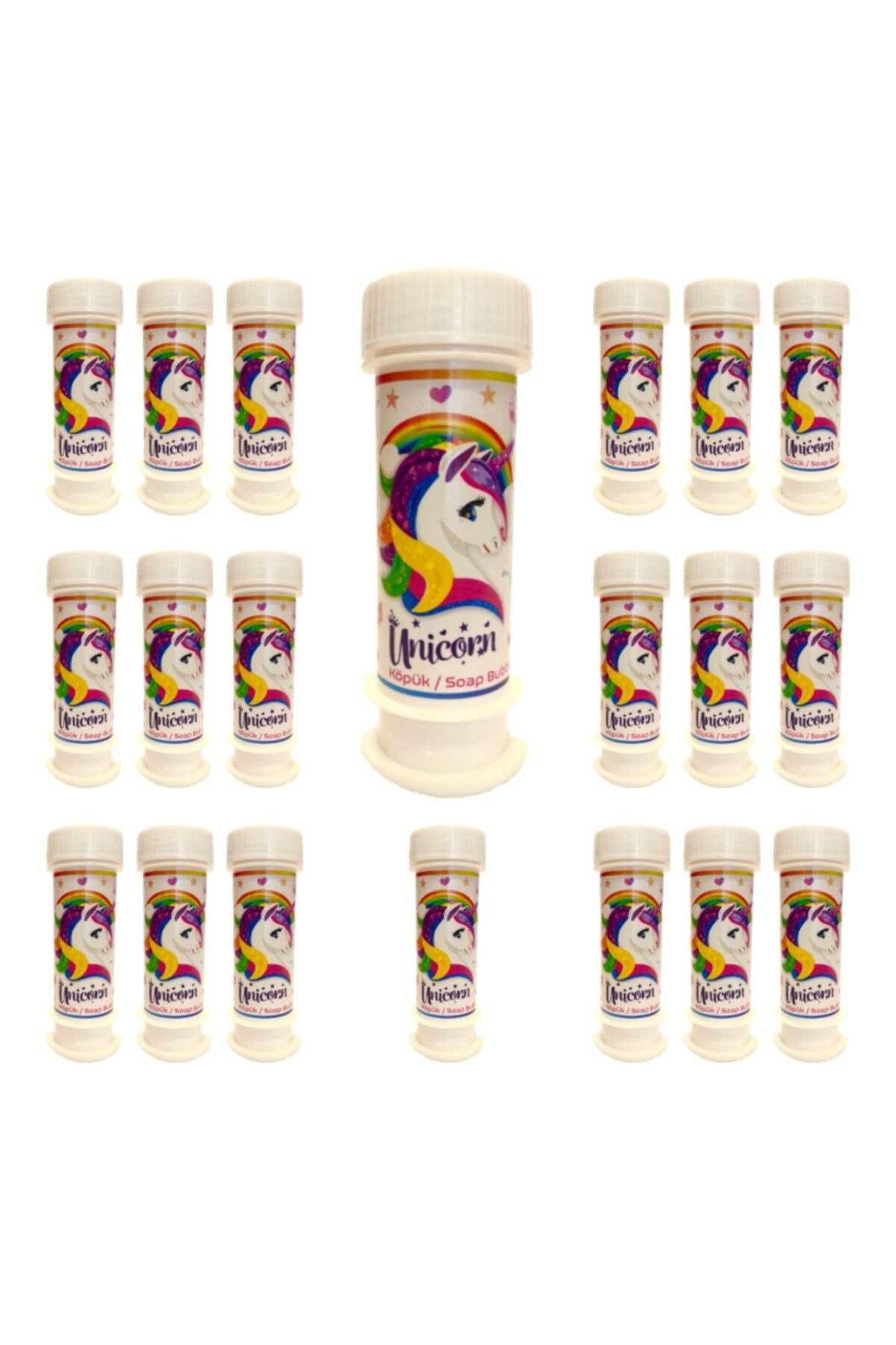 Unicorn Temalı Boynuzlu At Konseptli 20'li Dağıtmalık Hediye Köpük Balon Üfleme Baloncuk 60 ml
