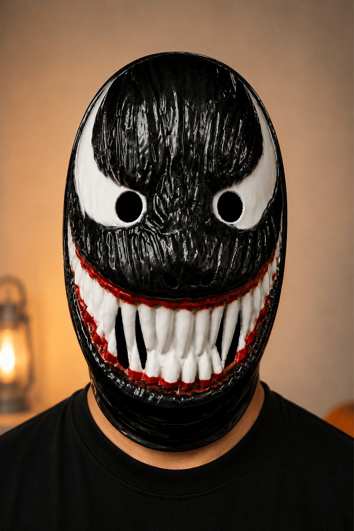 Venom Korku Maskesi Siyah Beyaz Keskin Dişli Maske Cadılar Bayramı Halloween Parti Kostüm Aksesuarı