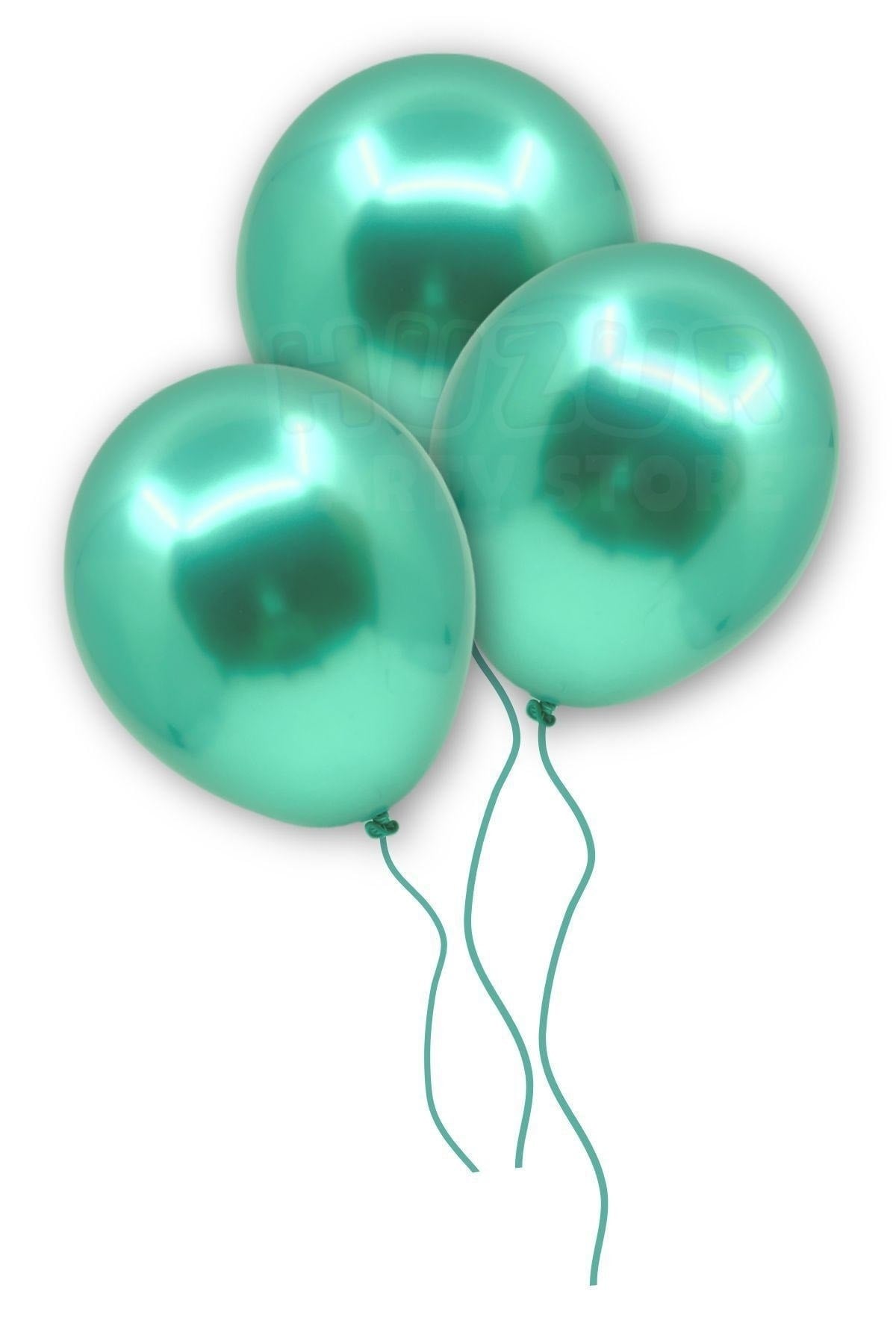 Yeşil Renkli Krom Balon 10 Adet 30 Cm Çok Parlak Canlı Parti Safari Hayvanları Doğum Günü Balonu