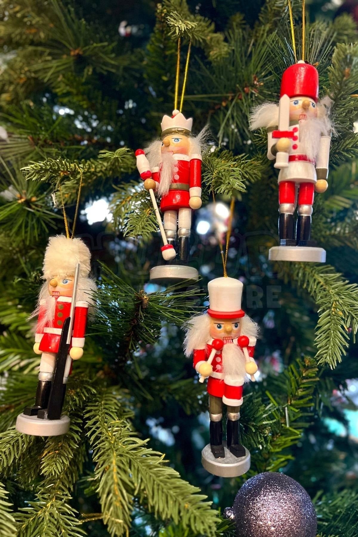 Yılbaşı Ağacına Asılan Fındıkkıran 4lü 13 Cm Kurşun Asker Nutcracker Yılbaşı Yeni Yıl Dekoru