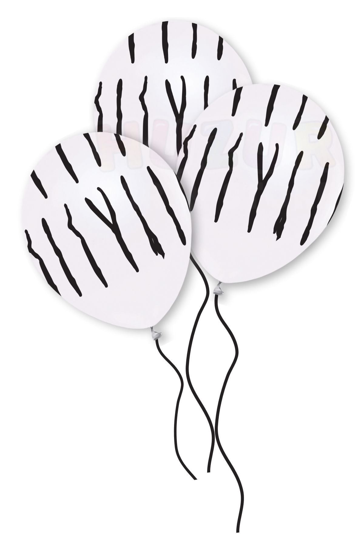 Zebra Desen Baskılı Beyaz Balon 10 Adet 30 Cm Safari Konsept Temalı Çizgi Detaylı Doğum Günü Partisi