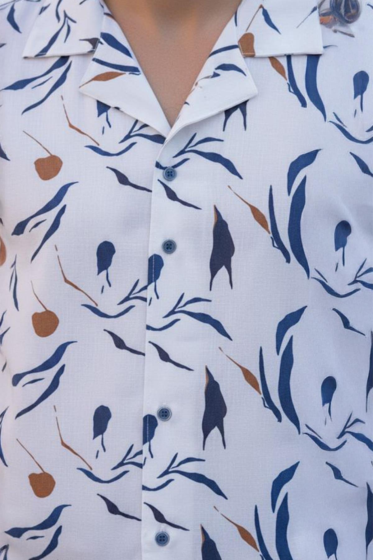 APAŞ YAKA DESENLİ  ERKEK GÖMLEK Bej - Sabri Özel