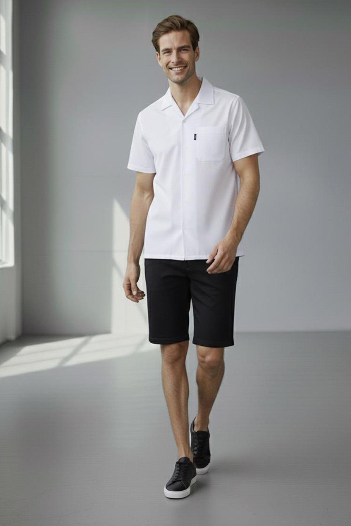 APAŞ YAKA KETEN ERKEK GÖMLEK Beyaz - Sabri Özel