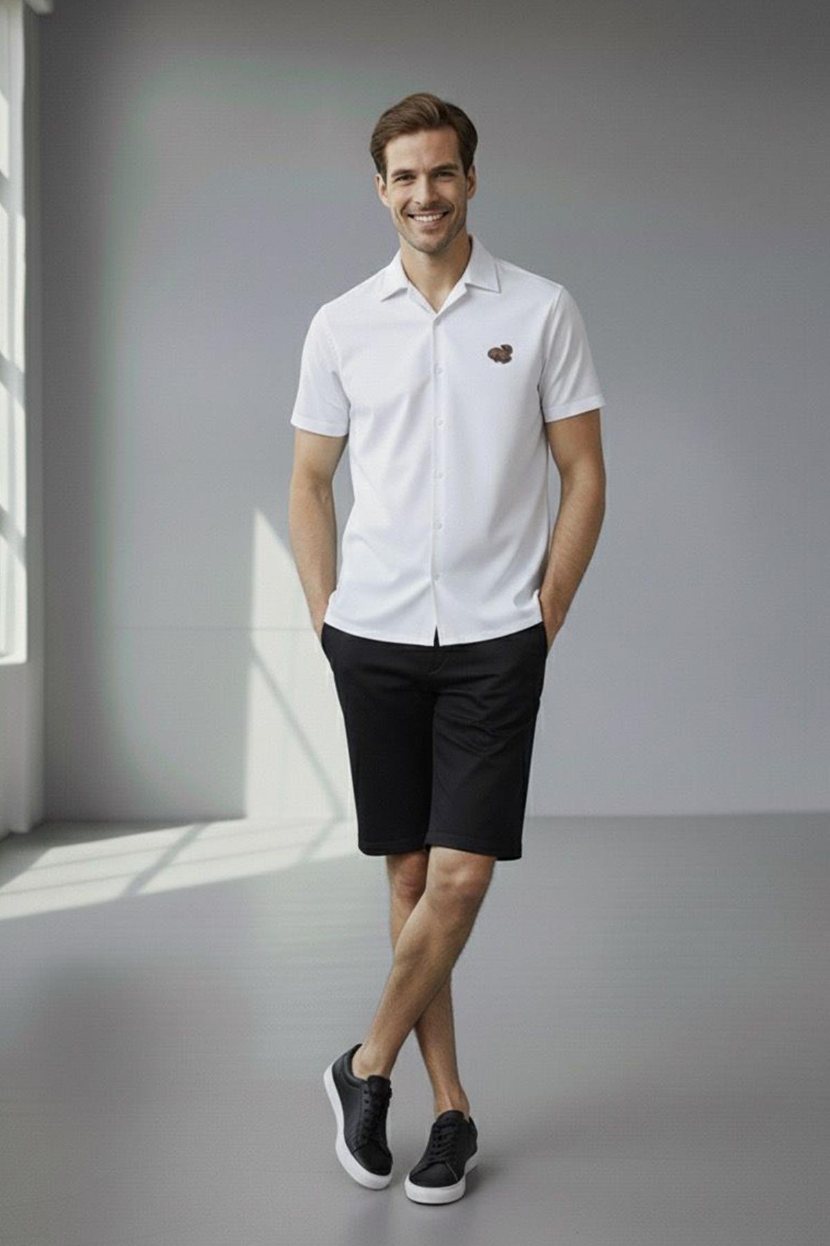 APAŞ YAKA TENCEL ERKEK GÖMLEK Ekru - Sabri Özel