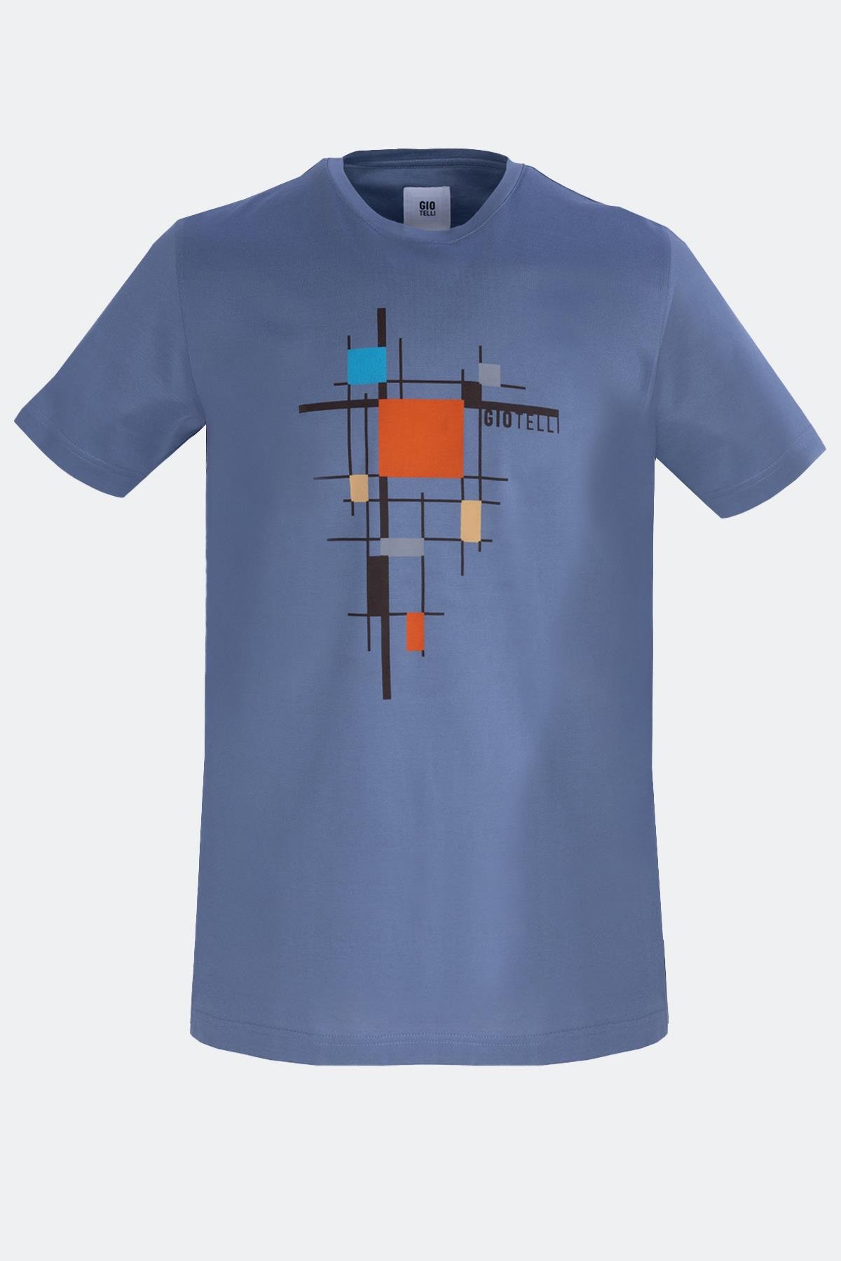 Baskılı Bisiklet Yaka Erkek T-Shirt Gri - Sabri Özel